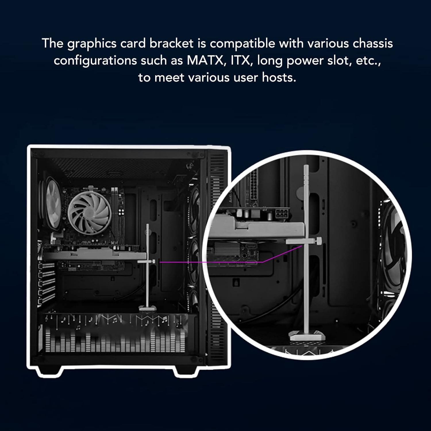 Aluminum Alloy Graphics Card Holder with Magnetic Design for Computer GPU Support image number 5