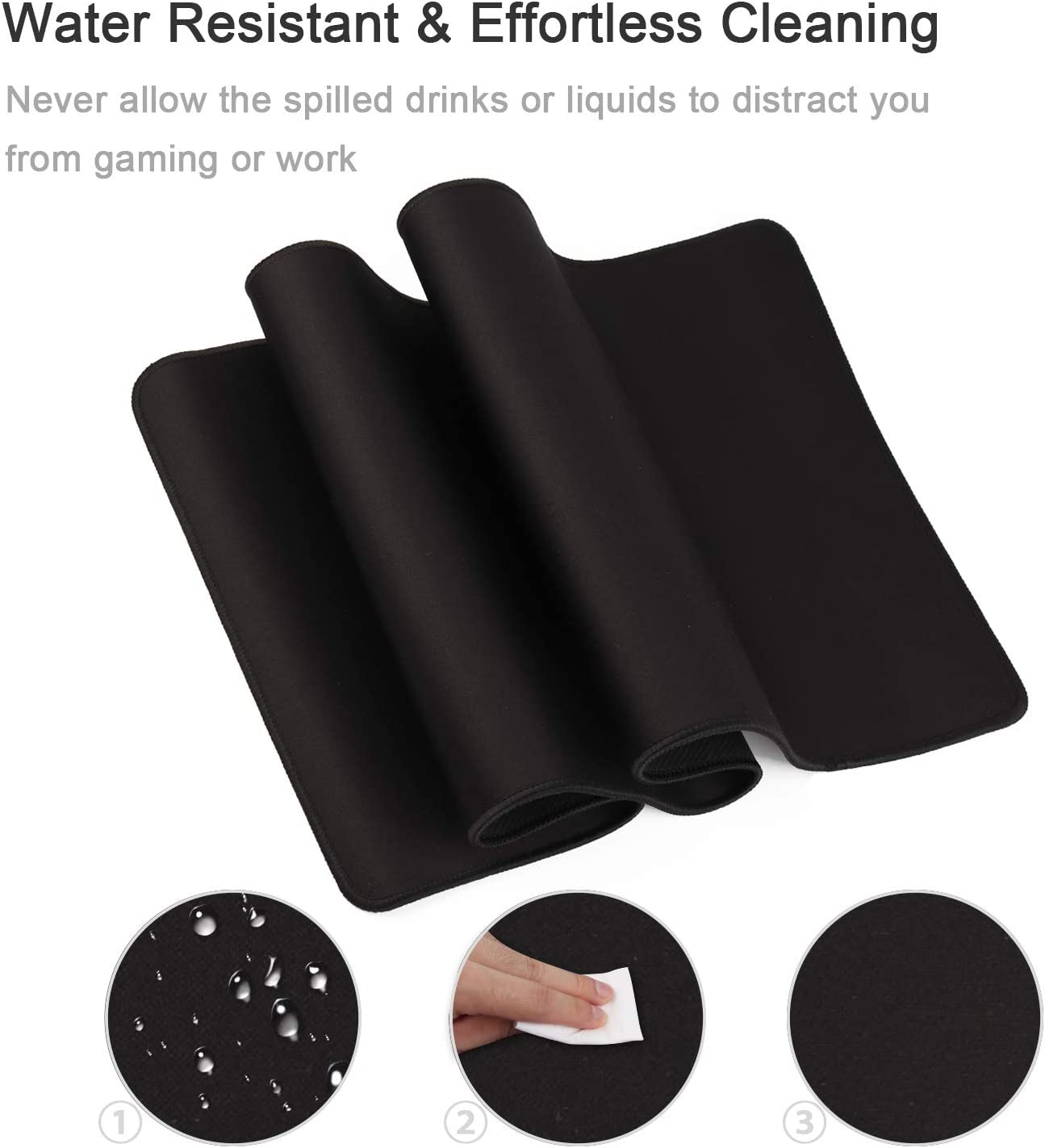 HIHUHEN Gaming Mouse Mat Desk Office Mouse Pad Large Size 800X300X3Mm Comfortable Mousepad with Smooth Cloth Surface, Improved Precision and Speed (80X30 Black) image number 1