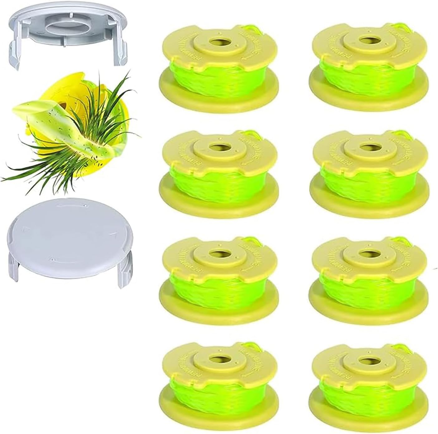 WEZCHUGHAOL String Trimmer Spool Replacement, 0.080 Inch Line, 11 Ft, 8 Spools with 2 Caps, Compatible with Ryobi One+ 18V, 24V, 40V Trimmers image number 2