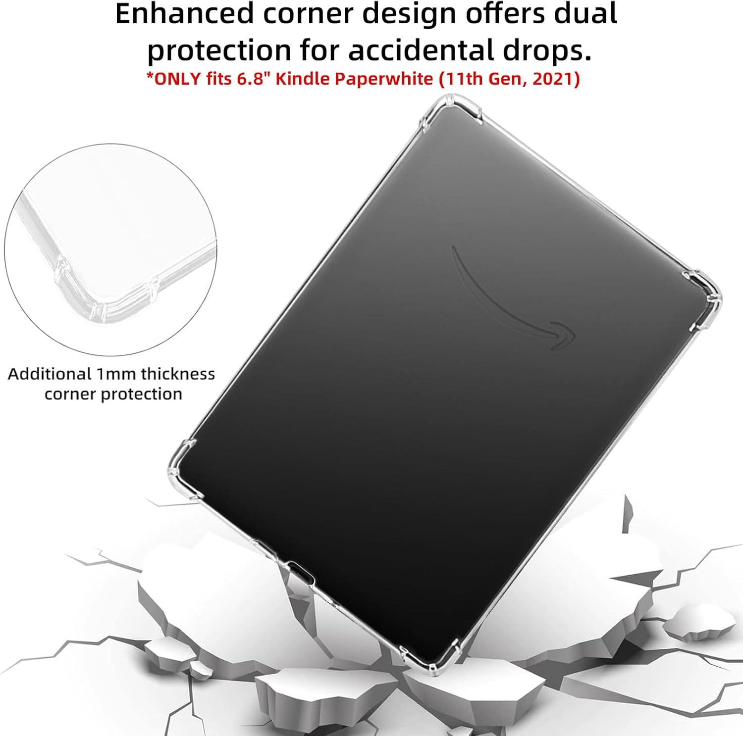 WALNEW Clear Case Cover for 6.8 Inch Kindle Paperwhite 11Th Gen 2021 - Slim Soft TPU Silicone Cover for Kindle Paperwhite Signature Edition 2021 with Lightweight, Shockproof, Transparent image number 1