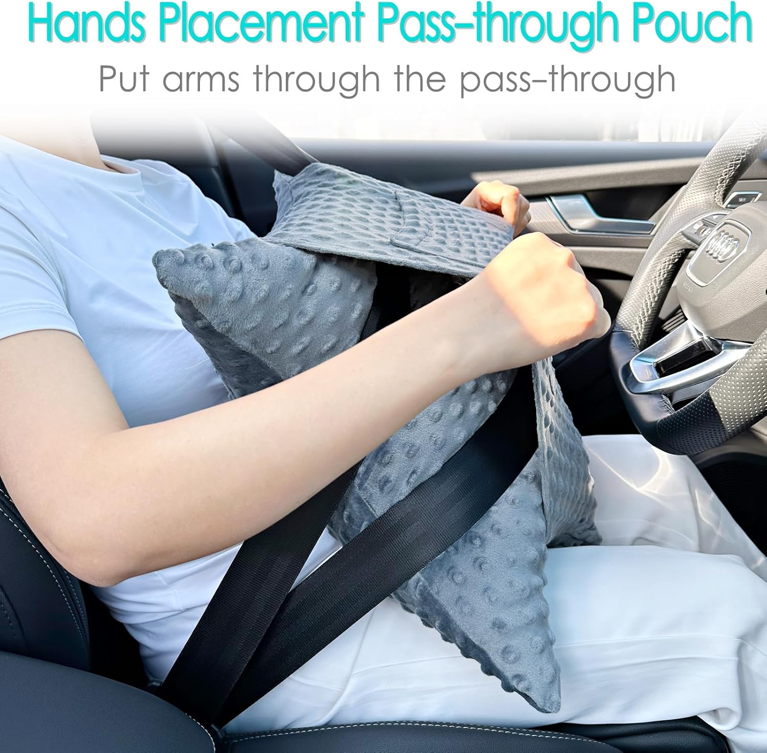 D. Cozy Star Shaped Hysterectomy Pillow with 2 Pockets for Abdominal Surgery Hysterectomy Recovery Must Haves Products Gifts Tummy Pillow with Hands Placement Pouch Minky Dot Dark Gray image number 3