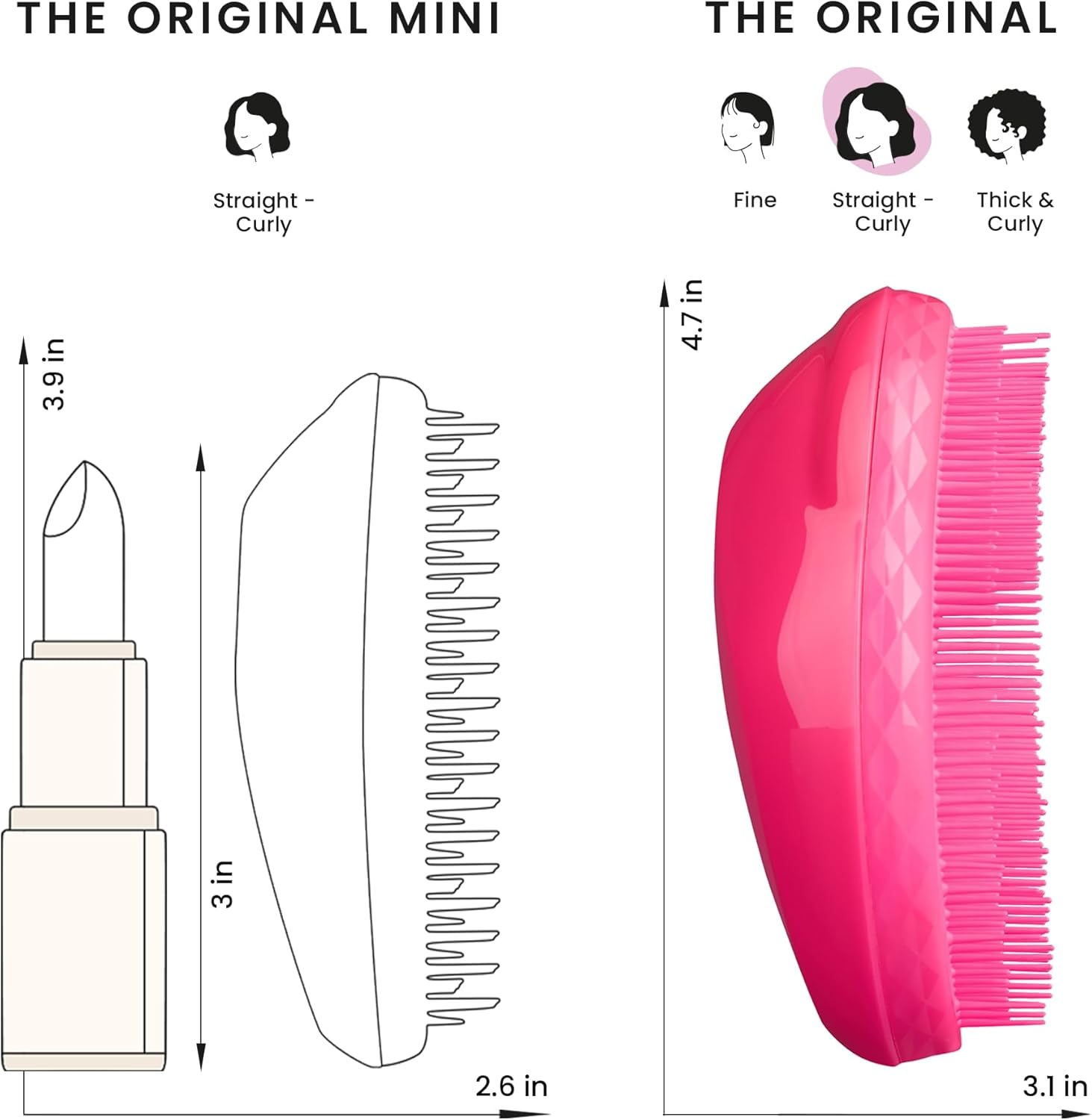 Tangle Teezer Original Detangler Brush, Dry & Wet Hairbrush for All Hair Types, Pink Fizz image number 6