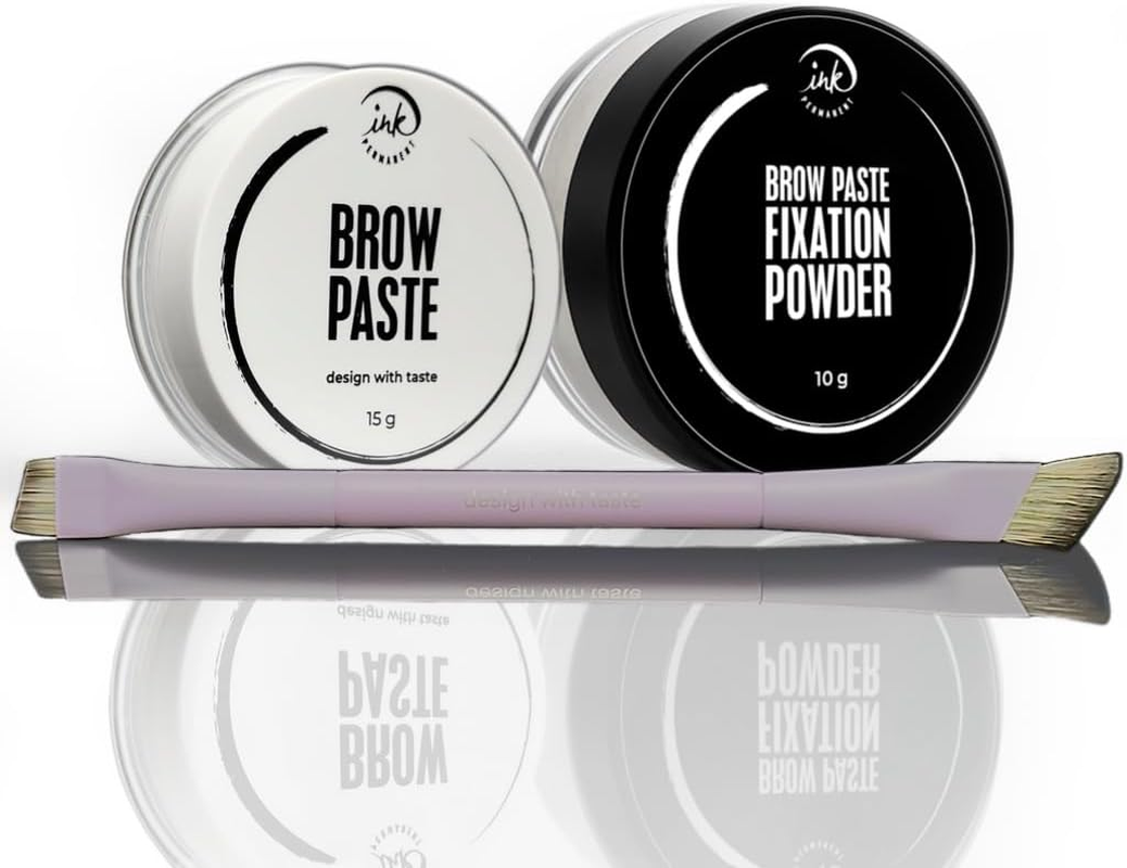 Ink Permanent Eyebrow Mapping Kit with Setting Powder, Eyebrow Brush and Brow Paste, Brow Mapping Tool, White Paste for Outlining & Fixation Powder, Professional Shaping Tool image number 5
