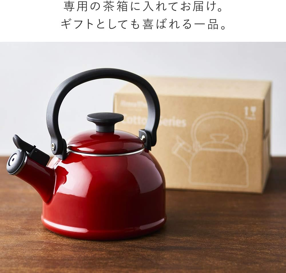 Fuji Hollow CTN-1.6WK.SB Whistling Kettle, Induction Compatible, Cotton, 0.4 Gal (1.6 L), Smoke Blue - Red, (Wine Red) image number 5