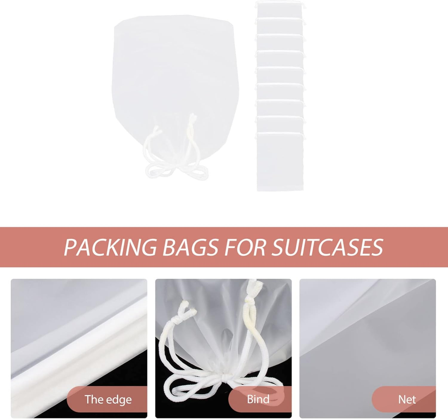 Yardenfun 10Pcs Portable Lightweight Clothing Bags for Travel Camping Hiking Business Trips