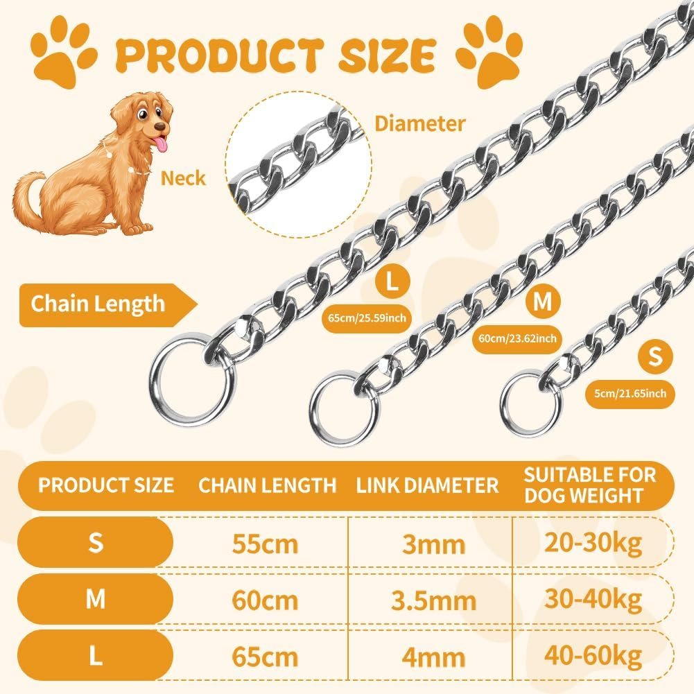 AUAUY Dog Chain Collars, Durable Metal Choke Chain for Dog, Training Collar Chain, Silver Plating No Pull Pet Collar Chain for Pet Outdoor Training Small Medium Large Dogs, Diameter 4.0Mm Length 65Cm image number 2