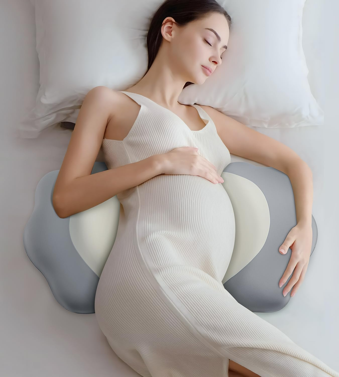 Pregnancy Pillows for Sleeping, Memory Foam Maternity Pillow Support for Back Belly HIPS, Adjustable Travel Wedge Pillow for Pregnant Women, Side Sleeping Pregnant Pillows with Cooling Pillowcase image number 1