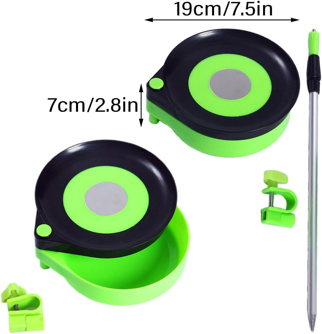 AIMALL Magnetic Bait Tray with Rotating Cover, 7.5-Inch Centre Fishing Tackle Box Feeder Holder for Carp Angling, Clamp and Ground Rod Included - With Clip image number 4