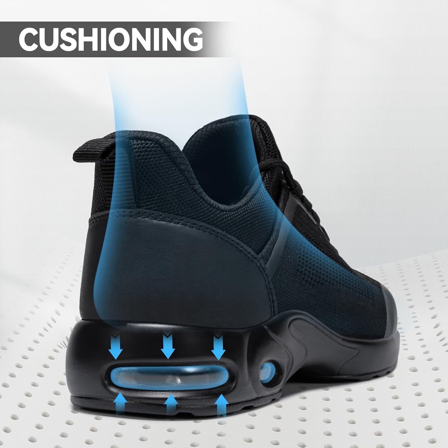 LARNMERN Air Cushion Steel Toe Shoes for Men Wide Women Lightweight Puncture Proof Work Safety Sneakers Breathable Slip Resistant Tennis Shoe image number 3