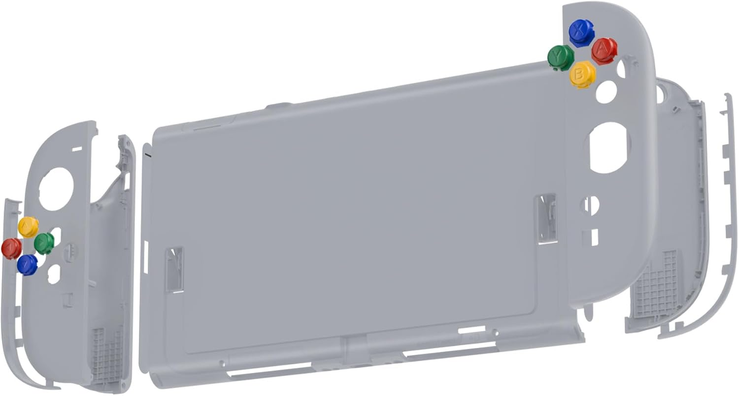 Extremerate DIY Replacement Shell Buttons for Nintendo Switch 2, Custom Console Rear Back Plate + Faceplate with Decorative Strips ABXY Direction Keys for Joycon 2 - Essence Version - Matcha Green - New Hope Gray image number 3