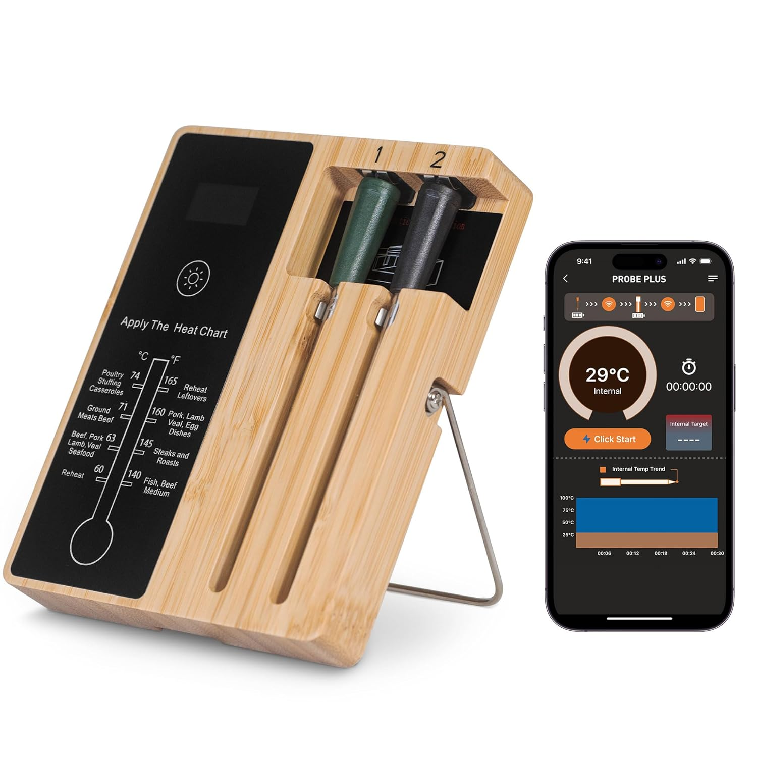 4-Probe Premium Wireless Smart Meat Thermometer | for BBQ, Oven, Grill, Kitchen, Smoker, Rotisserie | Ios & Android App | Apple Watch, Alexa Compatible | Dishwasher Safe