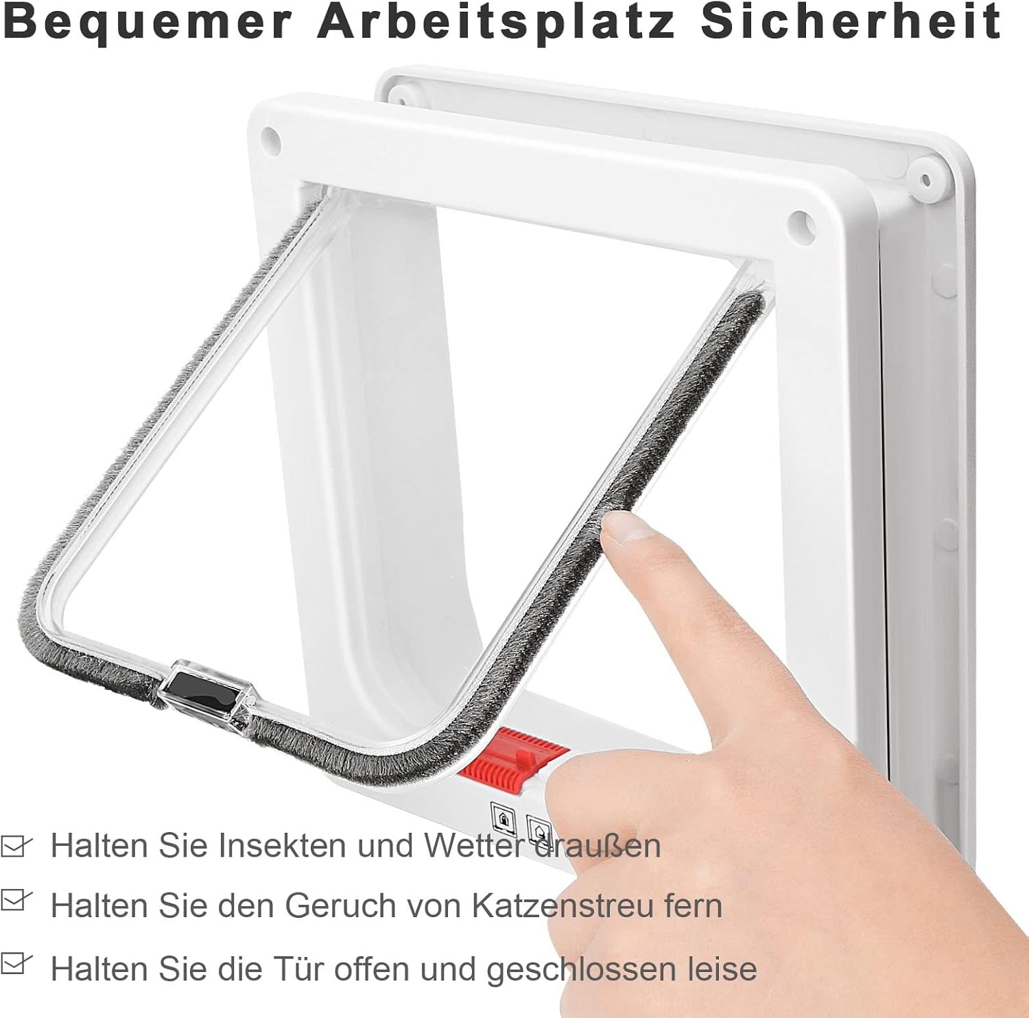 Cat Door for Windows, Fly Screen Doors and Sliding Doors, Pet Safety Door with 4-Way Lock, Weatherproof Cat Flap for Thin Door and Wall (Large, 21 Cm X 19.5 Cm Flap) image number 1