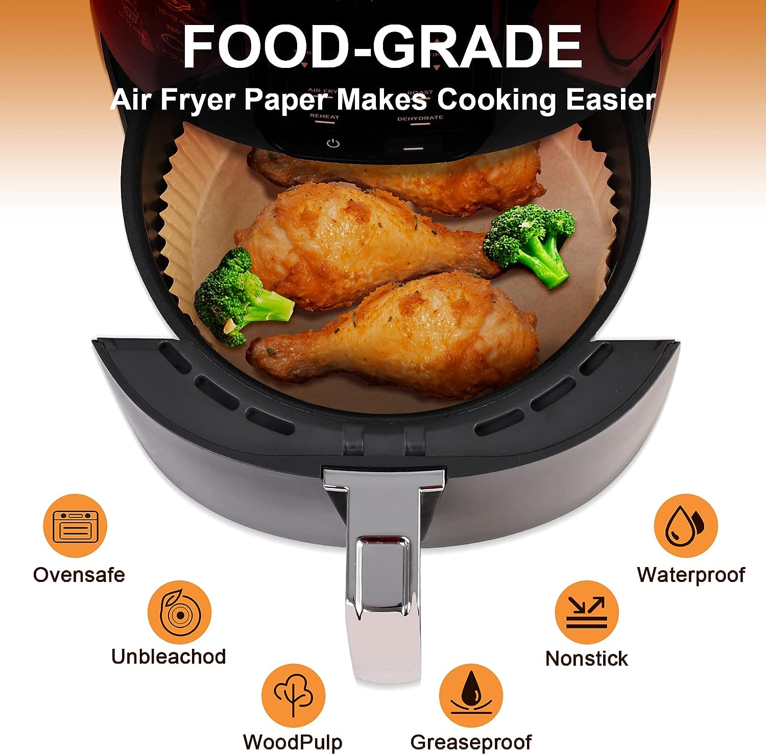 Air Fryer Liners for Ninja Air Fryer, 100 Pcs Disposable Airfryer Liners Parchment Paper Sheets Air Fryer Accessories Compatible with Ninja AF101 Air Fryer, Ninja Af150Air Fryer XL and Ninja AF161 Max image number 6