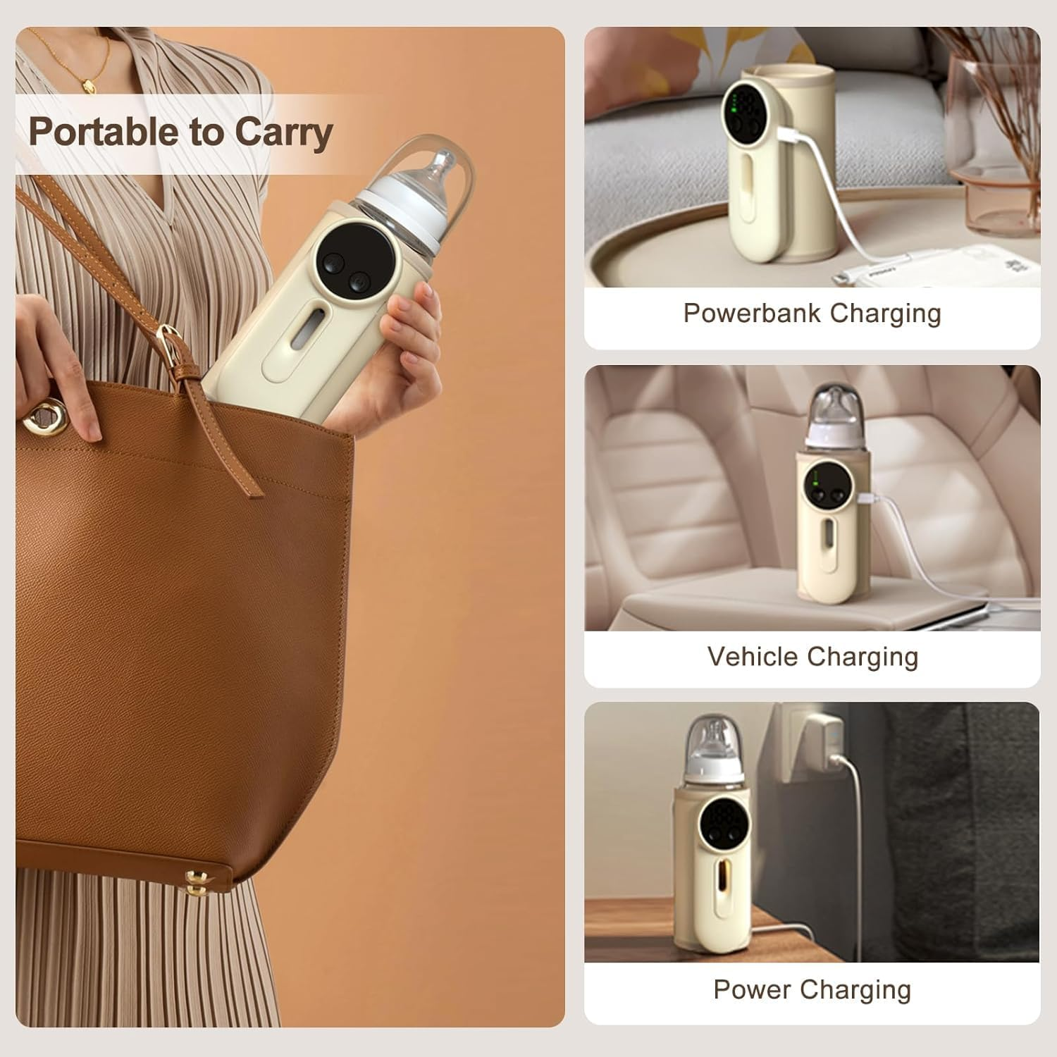 Fast Heating Portable Bottle Warmer for Travel,Monitor Milk Volume,Leak-Proof,Fast Charging&Cordless,Can Use While Charging,Keep Nutrition Bottle Warmer on the Go image number 1