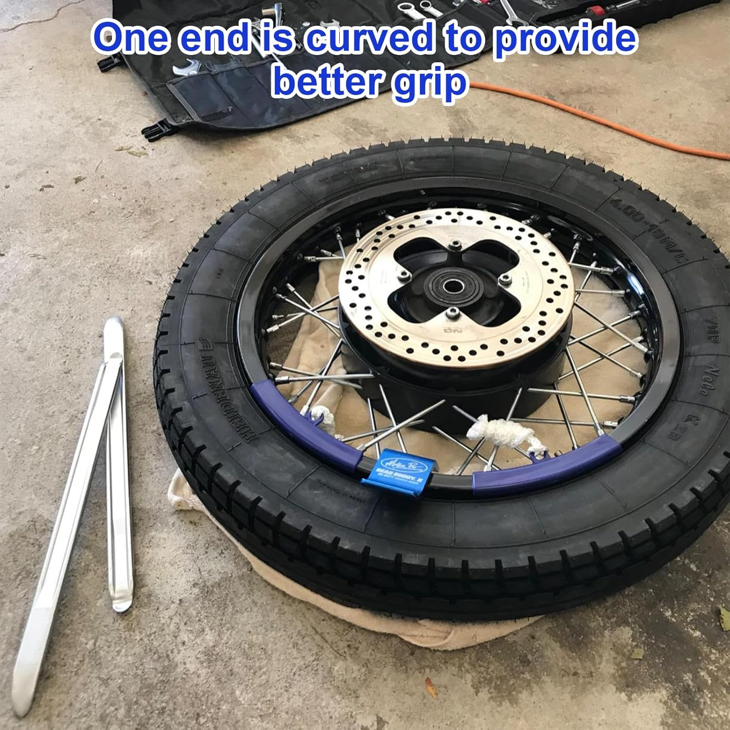 CHENGCKJ Set of 3 Tyre Lever Tyre 30 Cm Tyre Lever Tyre Mounting Iron Tool with 3 Pieces Wheel Rim Protectors Tyre Change Lever for Motorcycle, Bicycle, Car image number 2