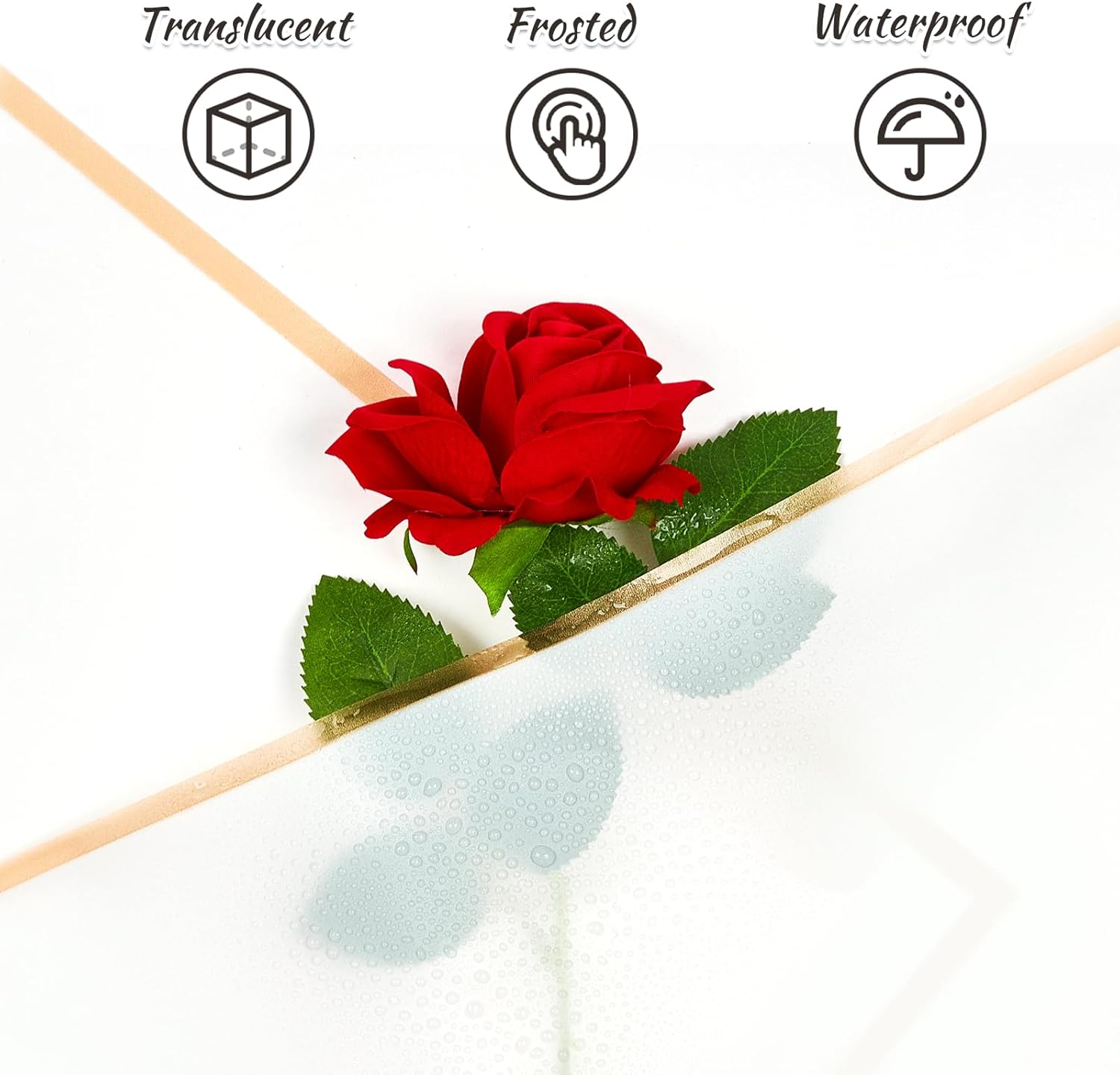 ZORRITA 20 Sheets White Flower Wrapping Paper with Rose Gold Edge, 22.8 X 22.8 Inch, Waterproof, Ideal for Floral Arrangements, Gift Wrapping, Party Decorations image number 2