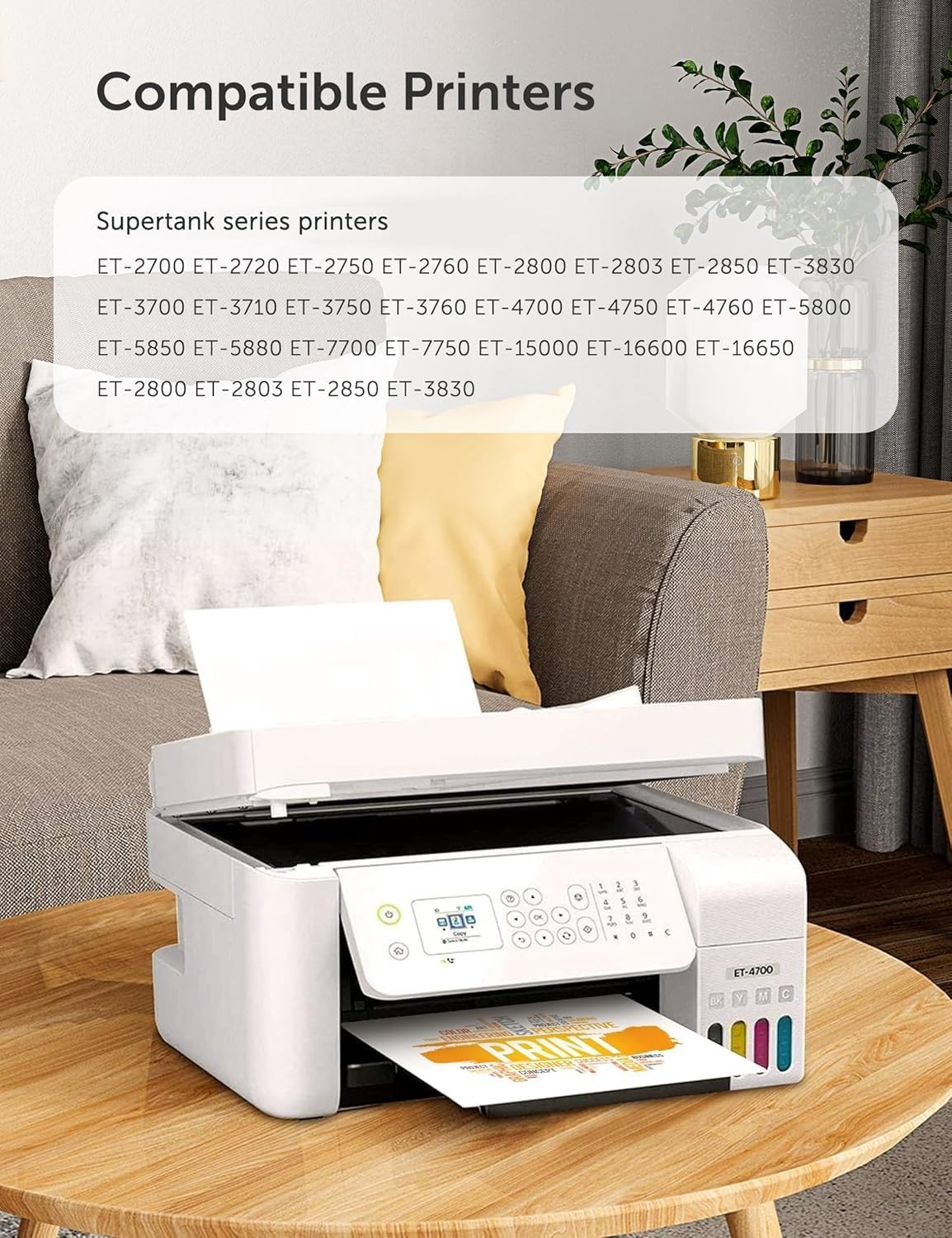 580ML Sublimation Ink Refilled Bottlescompatible for ET2400 ET2720 ET2760 ET2750 ET4800 ET-2800 ET-2803 ET-2850 Inkjet Printers Heat Press Transfer on Mugs T-Shirts image number 2