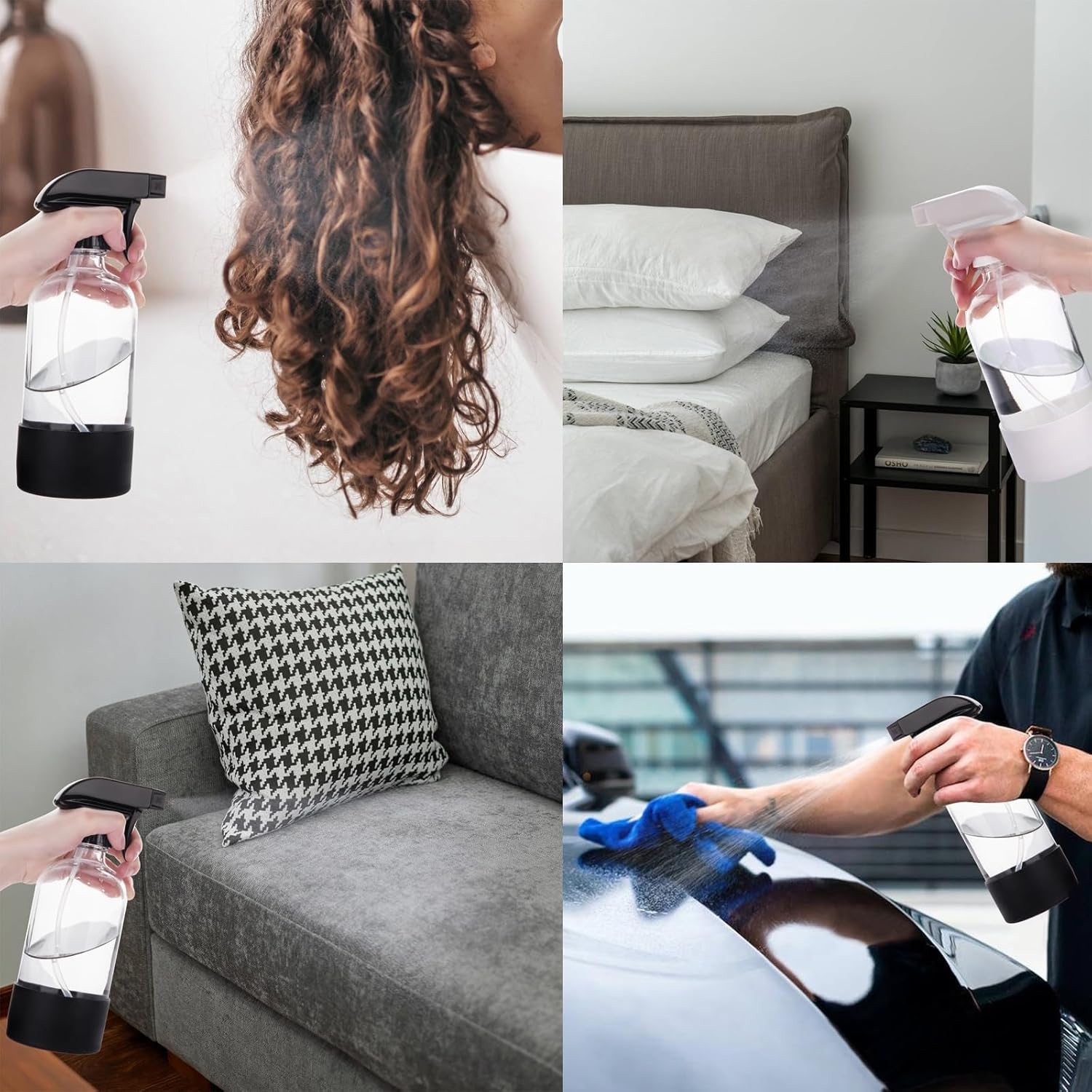 Hmaimas Glass Spray Bottles for Cleaning Solutions, 16Oz Reusable Clear Empty Mist Spray Bottle with Silicone Sleeve for Hair, Plants and Essential Oils 2 Pack image number 6