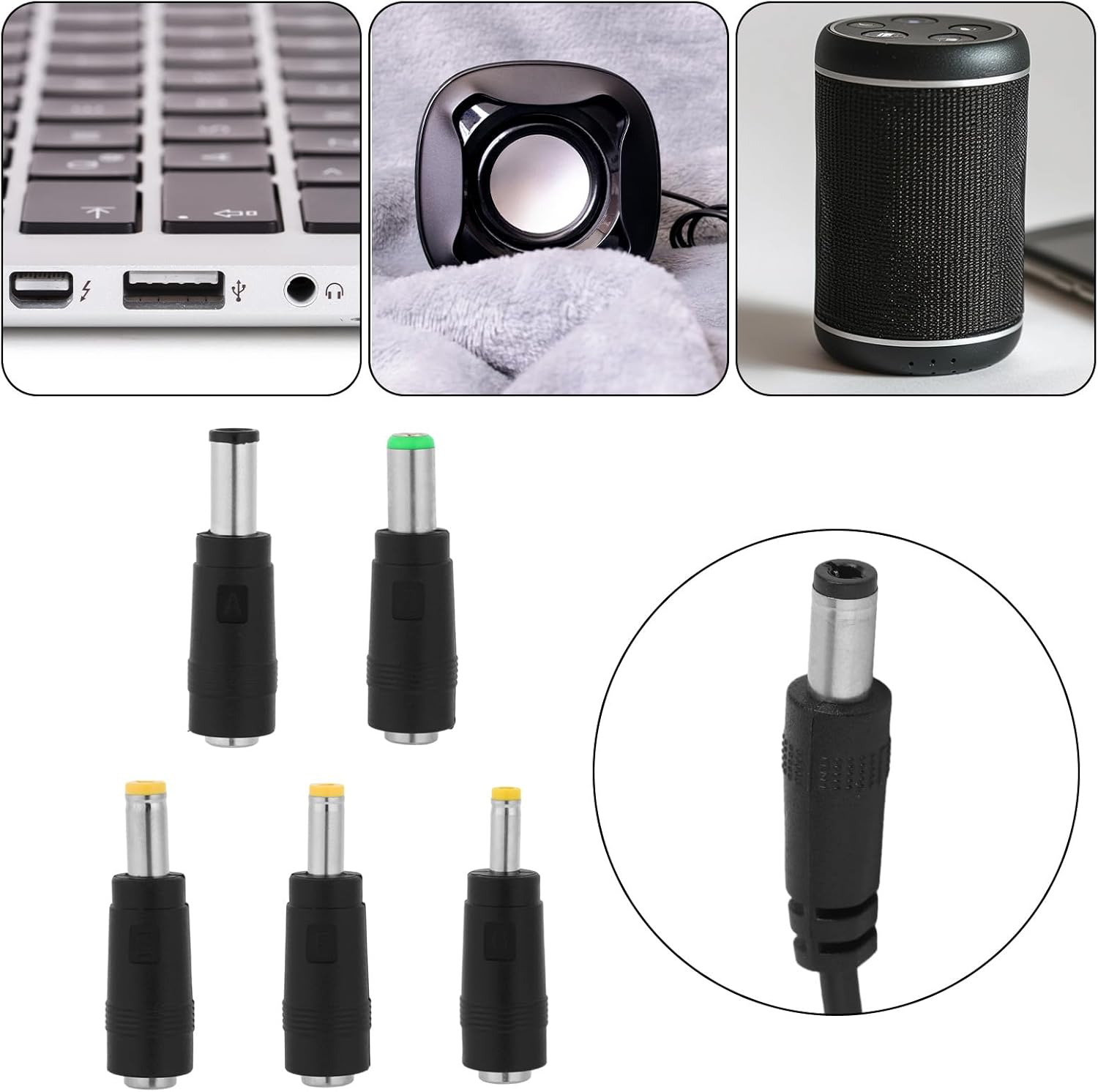 13Pcs DC Adapter Plugs, Interchangeable DC Plug Connector with USB Cable Electronic Device Accessories for Fan Camera Router & LED Strip image number 3