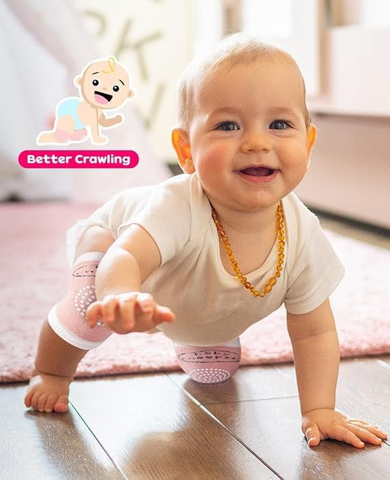 Baby Crawling Anti-Slip Knee Pads,Unisex Baby Toddlers Kneepads 5 Pairs