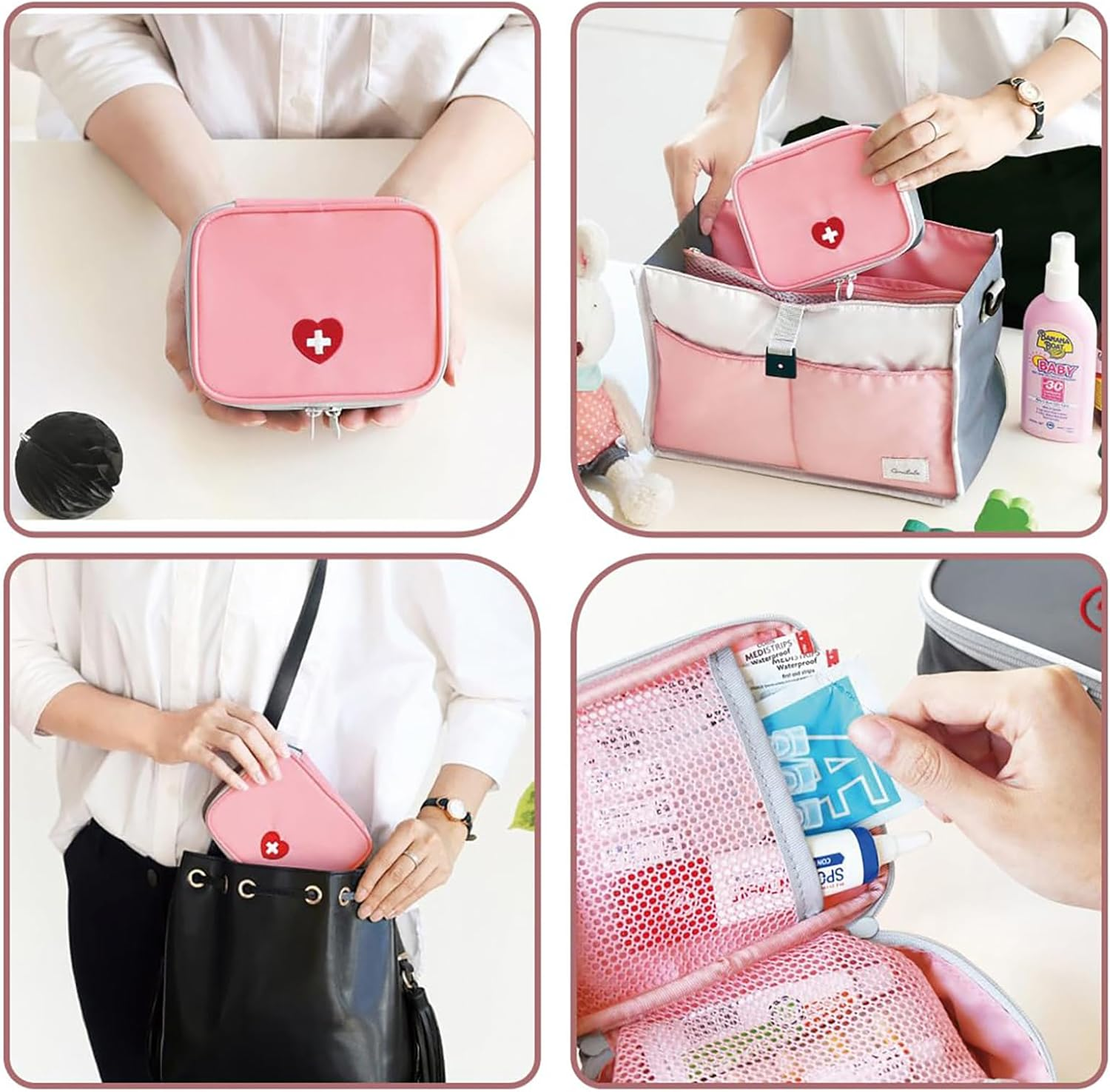 Travel First Aid Kit, Mini First Aid Kit with Compact Design for Travel, Home, Office, Outdoor Activities, Pink image number 5