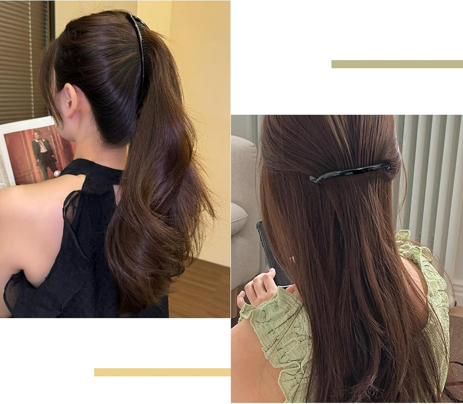 BRDXOOL Pack of 5 Banana Hair Clips, Women'S Fish Clips, Elegant Classic Ponytail Clips, Hair Arrangement, Suitable for Thick Hair, Non-Slip, Fashionable, Portable (Two Styles) image number 5