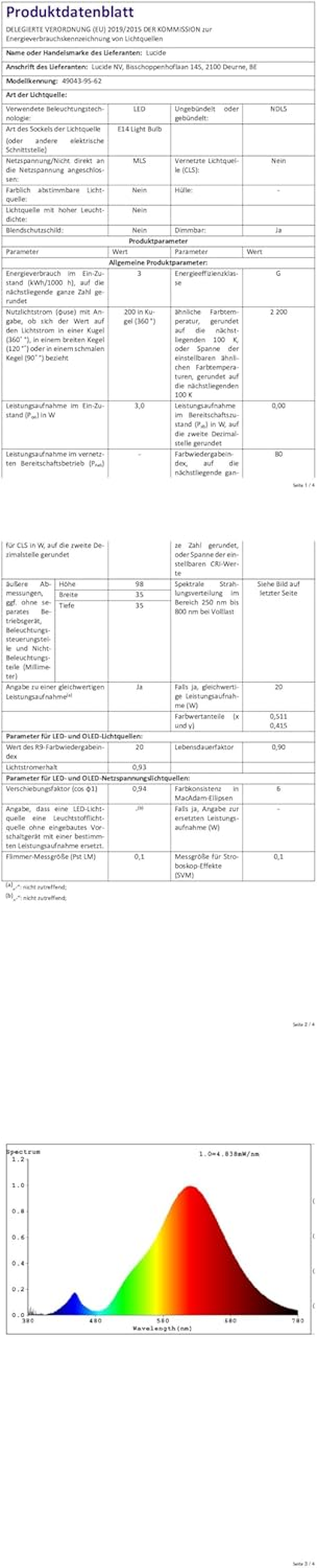 LUCIDE C35 - Filament Lamp - Diameter 3.5 Cm - LED 3 Stepdim (Memory) - E14-1X3W 2200K - Amber