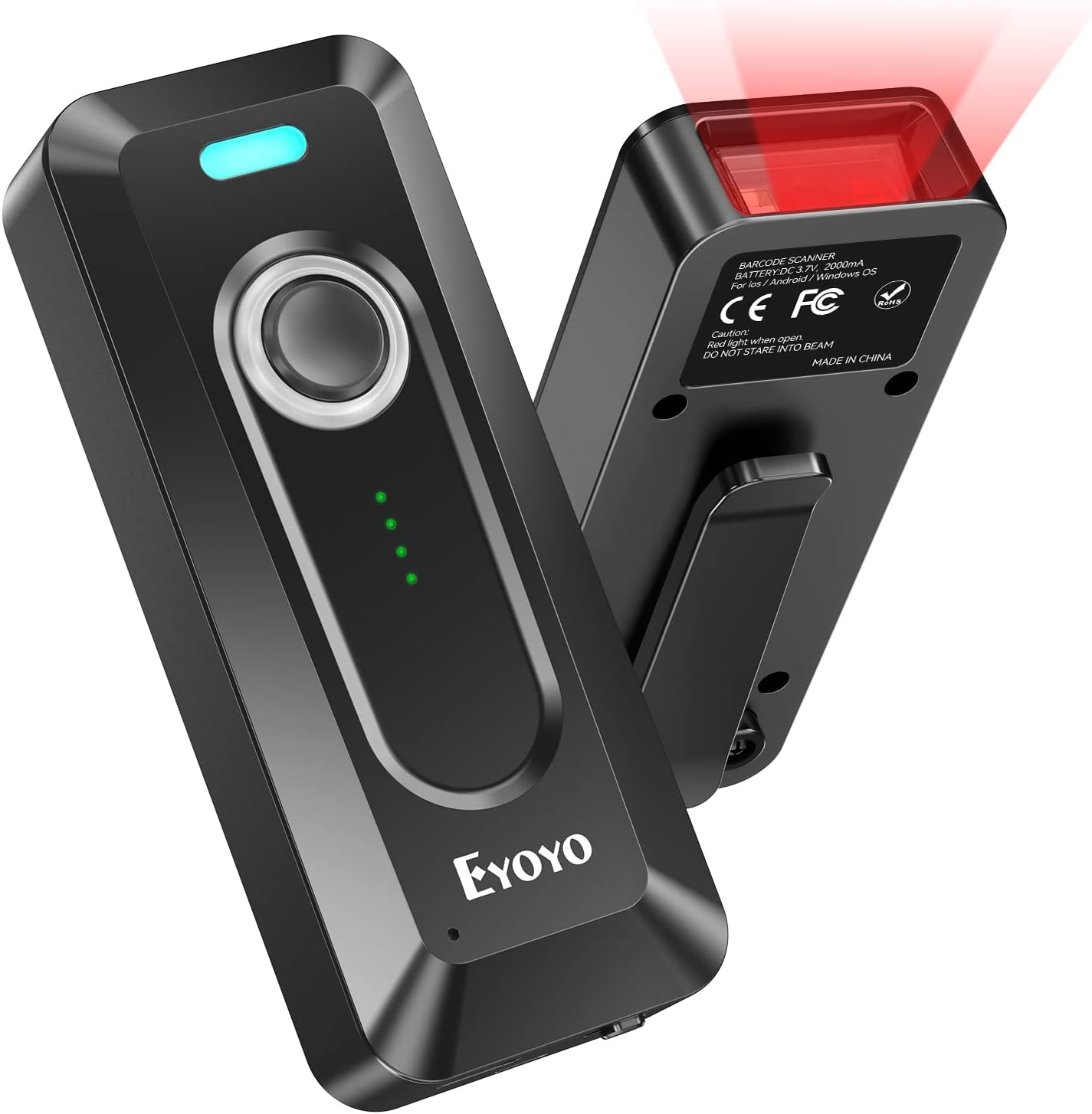 Eyoyo Mini 2D QR 1D Bluetooth Barcode Scanner, Portable Wireless Barcode Reader with USB Wired/Bluetooth/ 2.4G Wireless Connection PDF417 Data Matrix Image Scanner for Ipad, Iphone, Android, Tablet PC