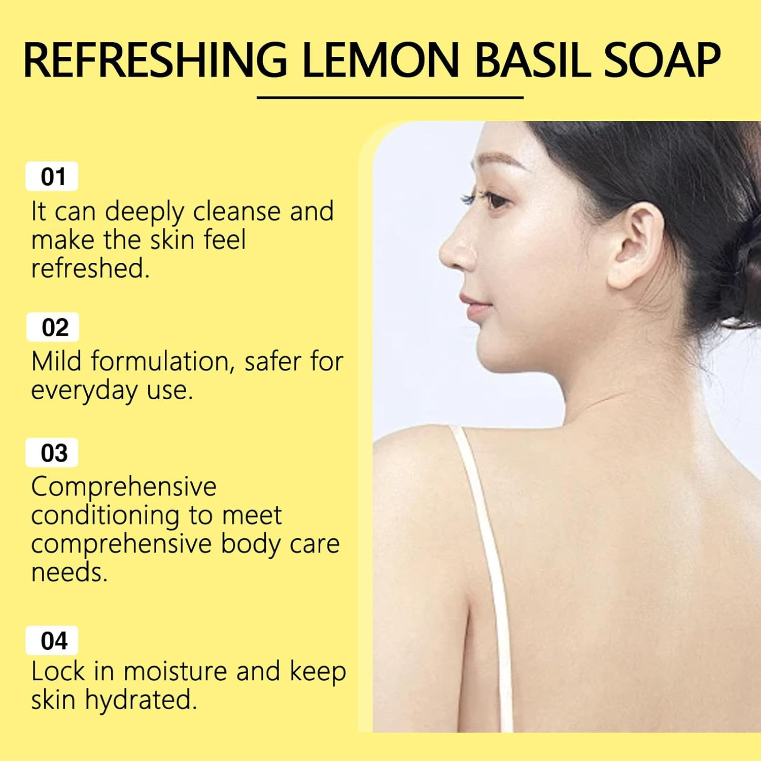 Lemon Basil Bar Soap - Natural Hand & Body Soap with Essential Oils, Refreshing Scent, Deeply Cleansing, Moisturizing, Even Skin Tone, Long-Lasting Fragrance, Gentle & Nourishing. (1Pcs) - 1Pcs image number 5