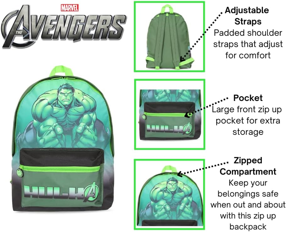 Official Marvel the Hulk Avengers Kids Backpack Rucksack School Bag