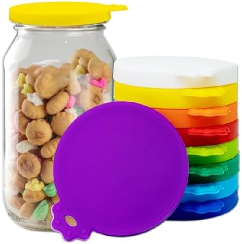 For Oui Yogurt Jar Lids，9 Pack Silicone Pet Food Can Lids, Sealed against Leaks Silicone Lids for Pet Food Can, Reusable Container Silicone Covers Most Standard Size Dog and Cat Can Tops (Colorful) image number 2