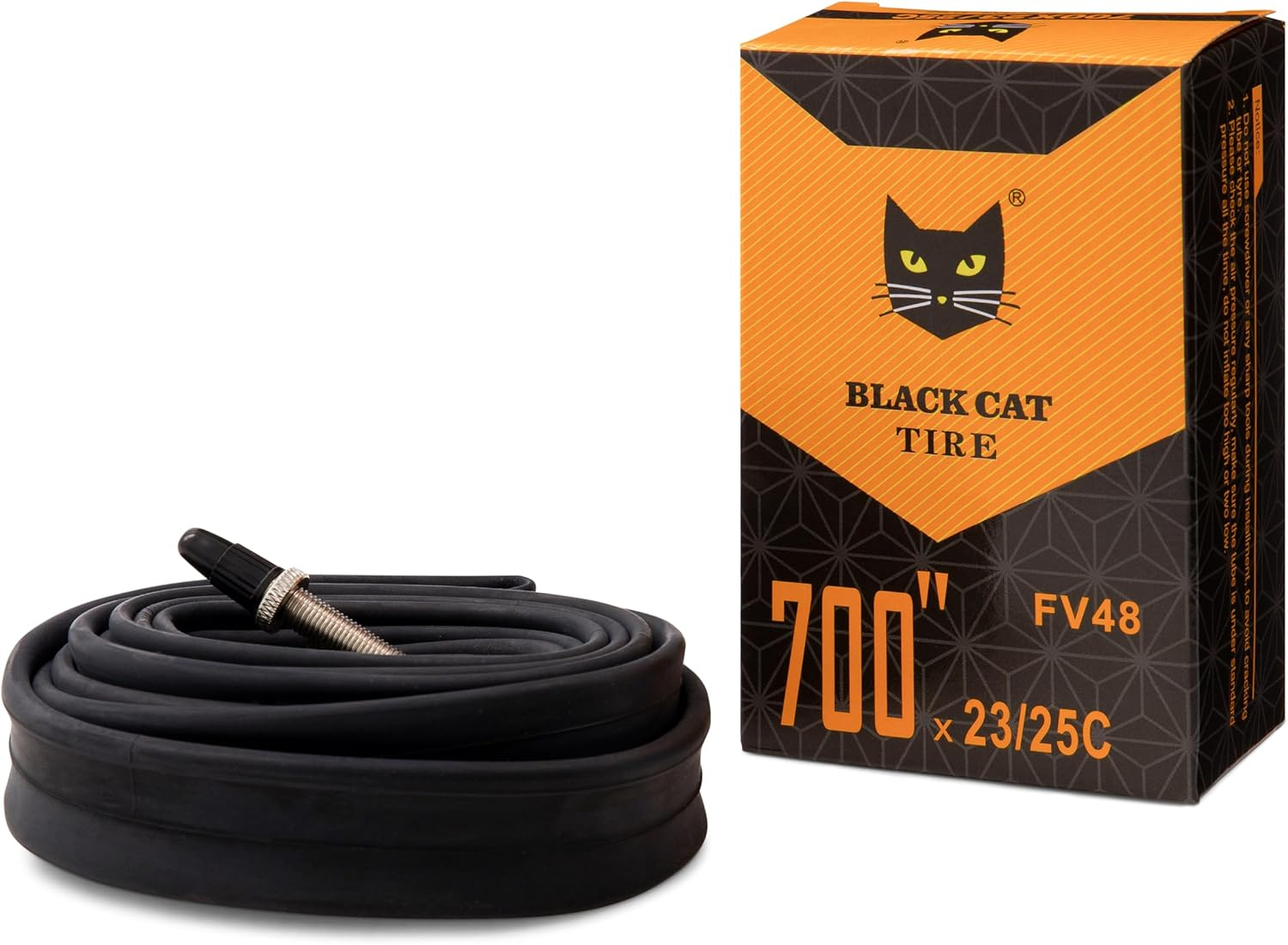 Black Cat 700C Road Bicycle Tube 700X23 25C FV48 Presta 48Mm