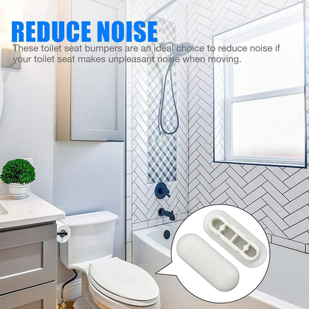 Toilet WC Seat Buffer Set Toilet Seat Bumper Noise Dampening Bumpers Gasket Toilet Seat Buffer Set Universal Toilet Bumper Replacement Cushioning Pads (White) image number 6