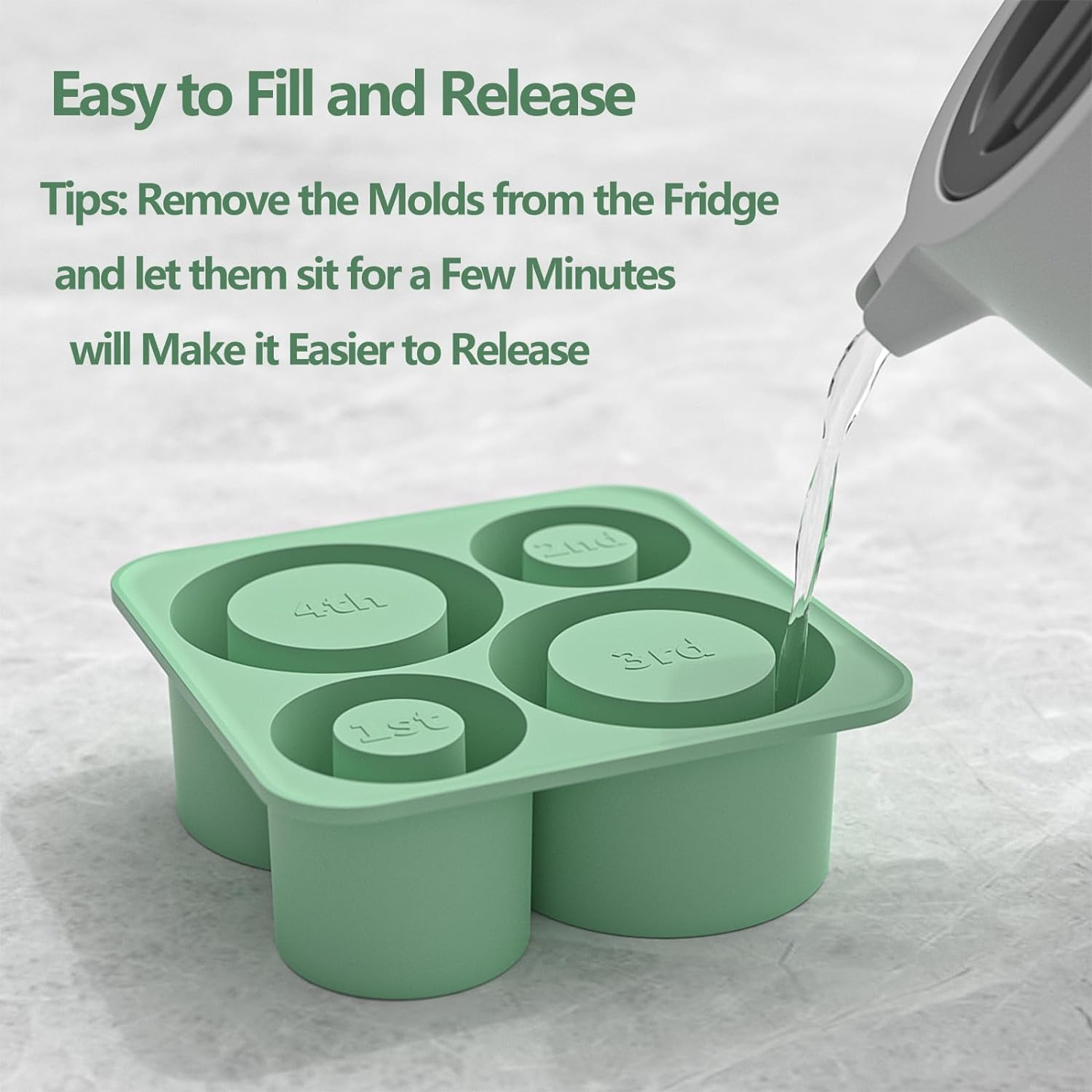 Ice Cube Tray for Stanley Cup, Silicone Ice Cube Molds for Stanley 20Oz 30Oz 40Oz Tumbler Cup, Ice Cube Trays with Lids for Chilling Cocktails,Whiskey,Drinks,Coffee - C-Green image number 4