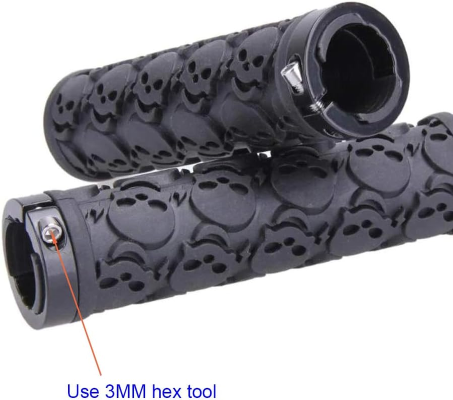 2 Pcs Bike Handlebar Grips Skull Style Bicycle Grips Soft Rubber Lock-On Handle Grips for Bicycle Mountain BMX image number 1