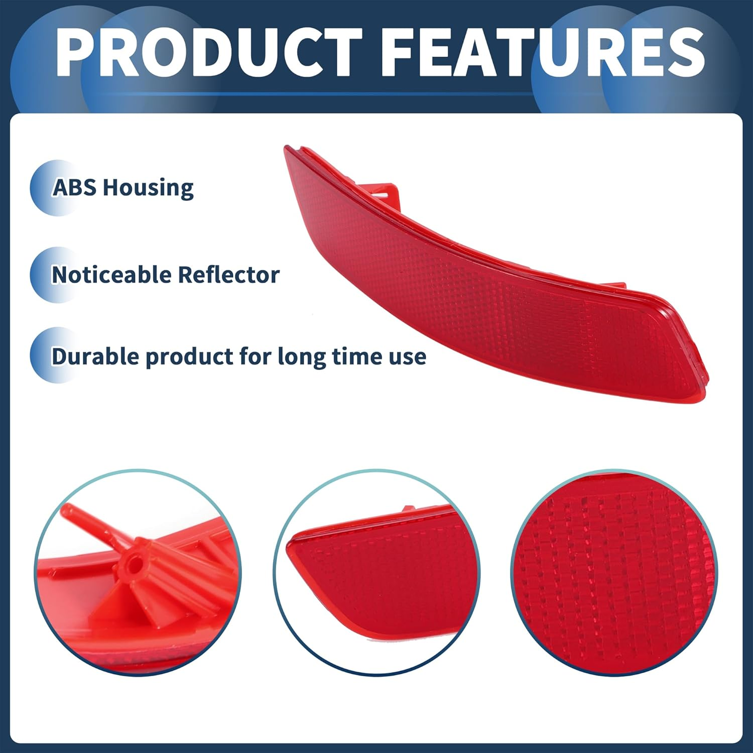 Bumper Reflector Rear Right 7.09"X1.50" Bumper Reflector Side Marker No.81910-30040 for Lexus Es300H 2013-2018 Plastic Red Durable image number 6