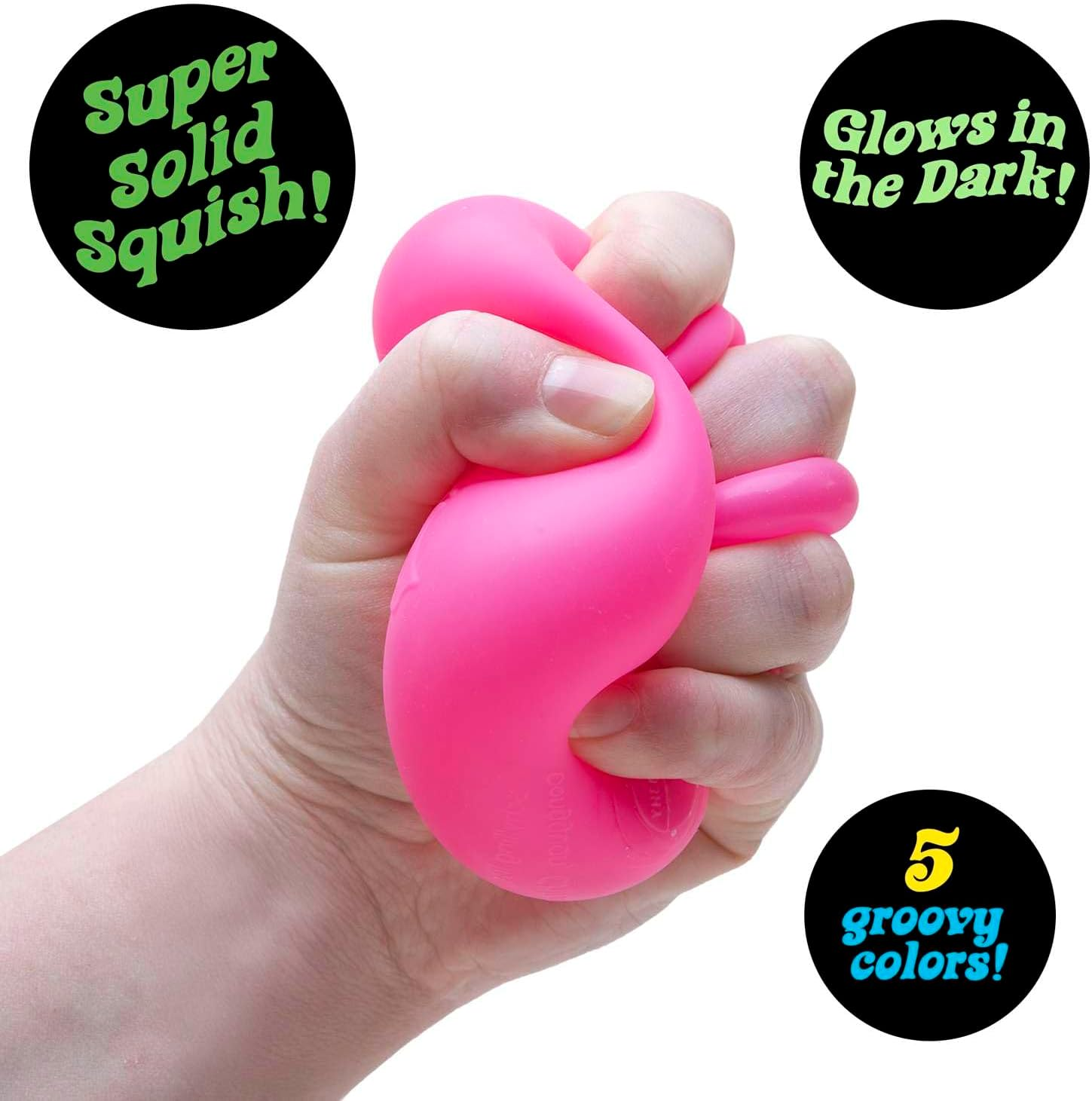 Needoh Nice Cube Glow - Soft & Squishy Glow-In-The-Dark Stress Toy, Stretchy Fidget for Sensory Play, Fun for Kids & Adults, Portable Stress Relief, Assorted Colours