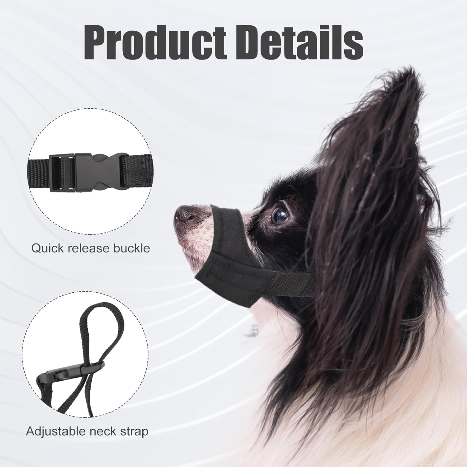 PEUTIER Short Snout Dog Muzzle, Dog Muzzle for Small and Medium Dogs Breeds, Soft Pet Safe Dog Muzzle anti Biting Barking, Muzzle for Snout Circumference 5.5-7 image number 2