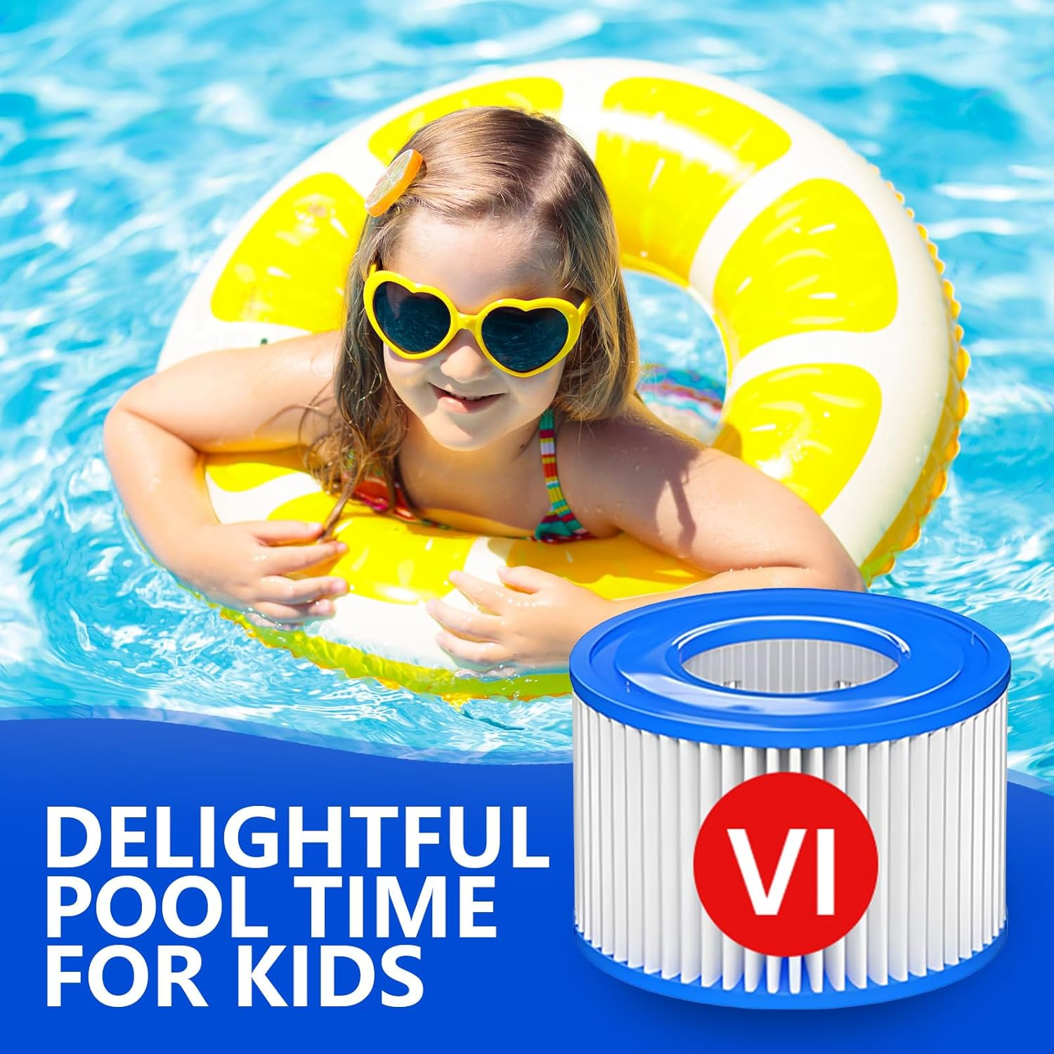 Yazoni 12 Pack Type VI Hot Tub Filter Cartridge, Funsicle Pool Filters, Compatible with Lay-Z-Spa BESTWAY VI Swimming Pools Pump, Filter Cartridge Replacement for above Ground Summer Waves Pool, Kids image number 5