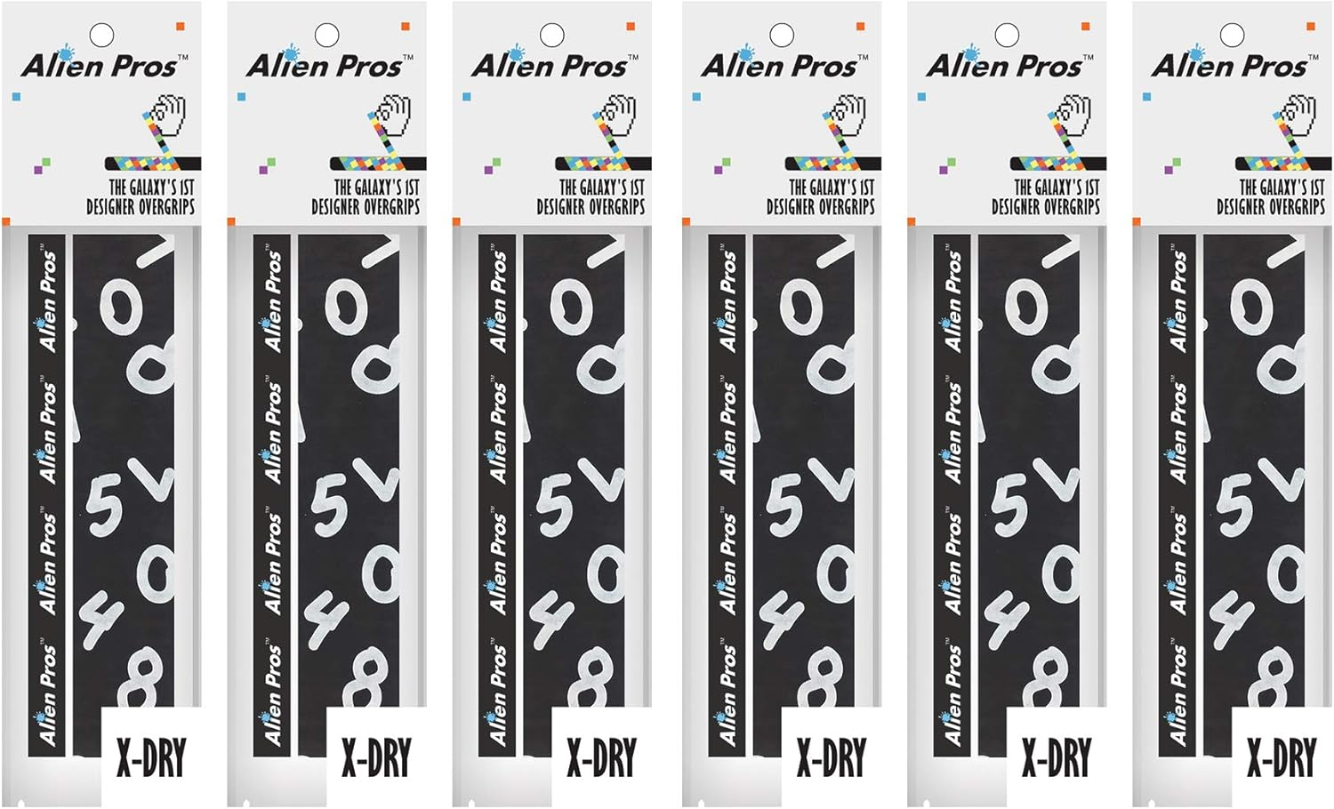 Alien Pros Tennis Racket Grip Tape (6 Grips) - Precut and Dry Feel Tennis Grip - Designer Tennis Overgrip Grip Tape Tennis Racket - Wrap Your Racquet for High Performance (6 Grips) image number 2