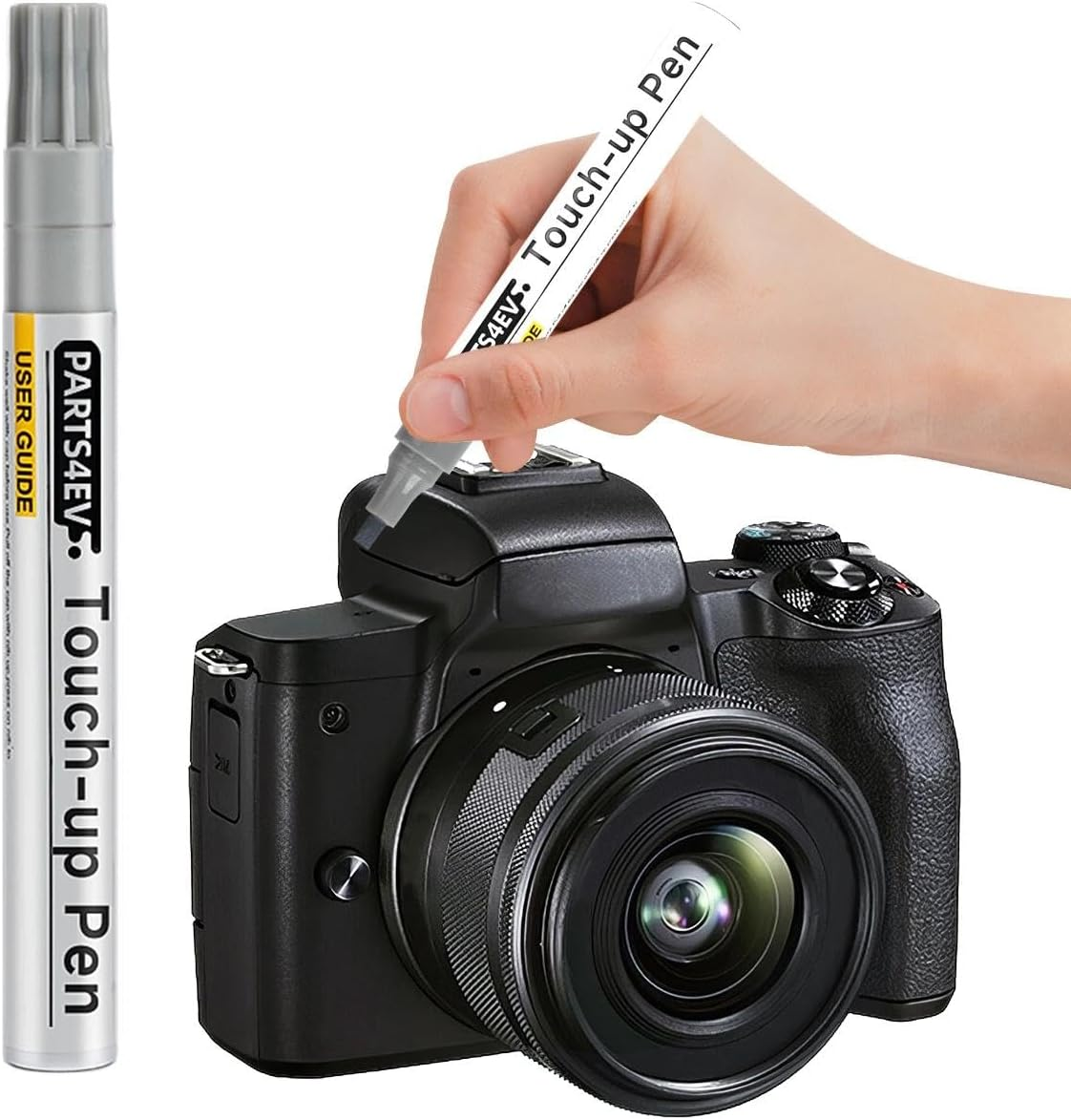 Semi-Matte Black Paint Pen - Compatible with Metal Camera Bodies Repair Pen for Quick Repair of Case Scratches on SLR & System Cameras, Includes Replacement Tip