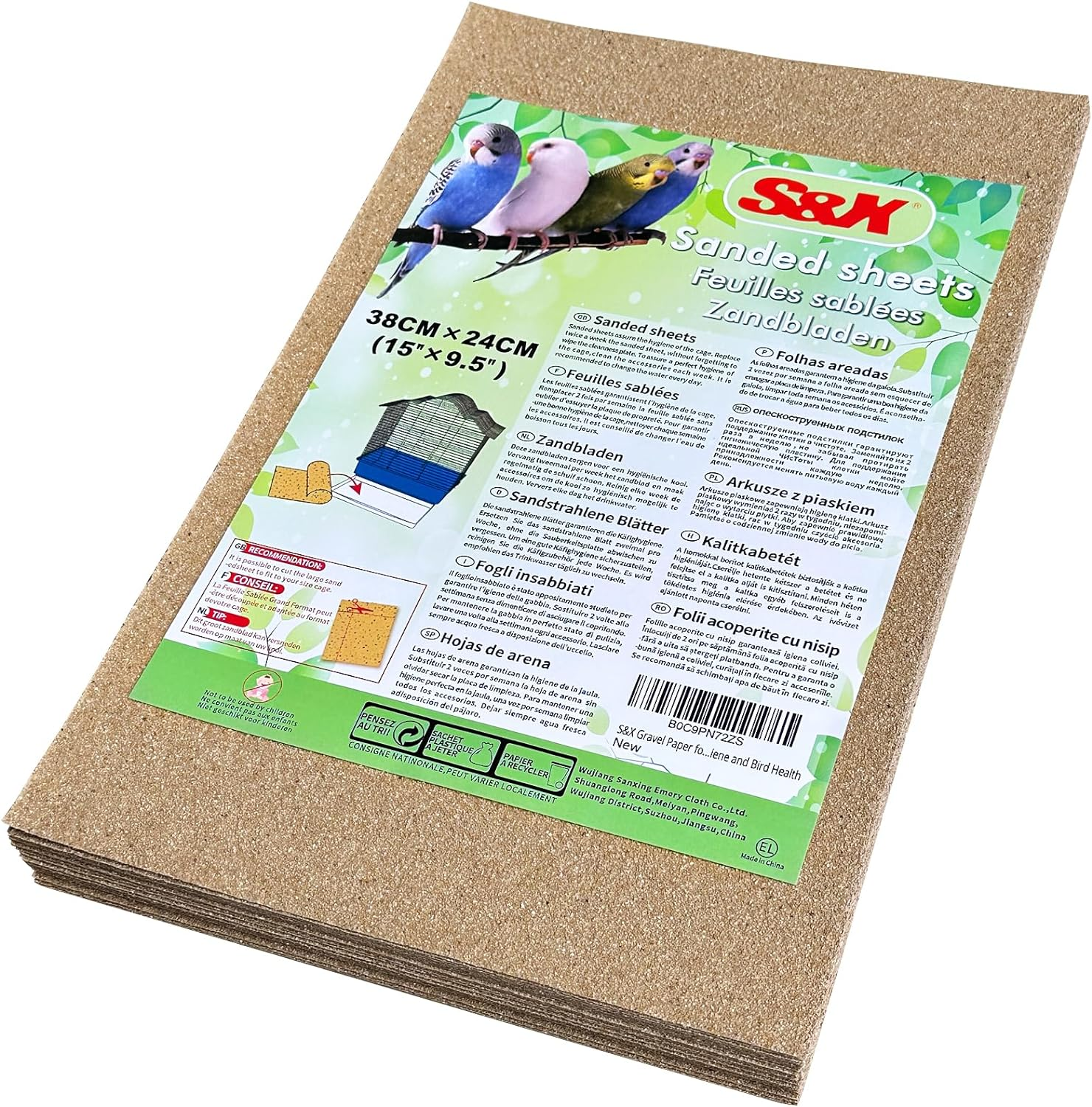 S&X Bird Cage Liner 30-Pack 15&rdquo; X 11&rdquo; Gravel Paper for Bird Cage | Sand Sheets for Easier Cleaning and Bird Health image number 2