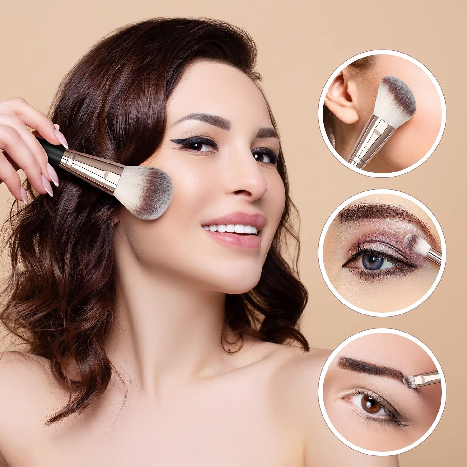 Makeup Brushes 11 Pcs Easy-Taken Travel Makeup Brush Set Foundation Eye Shadows Blush Face Powder Concealer Mini Make up Brushes with Case（Black Gold）