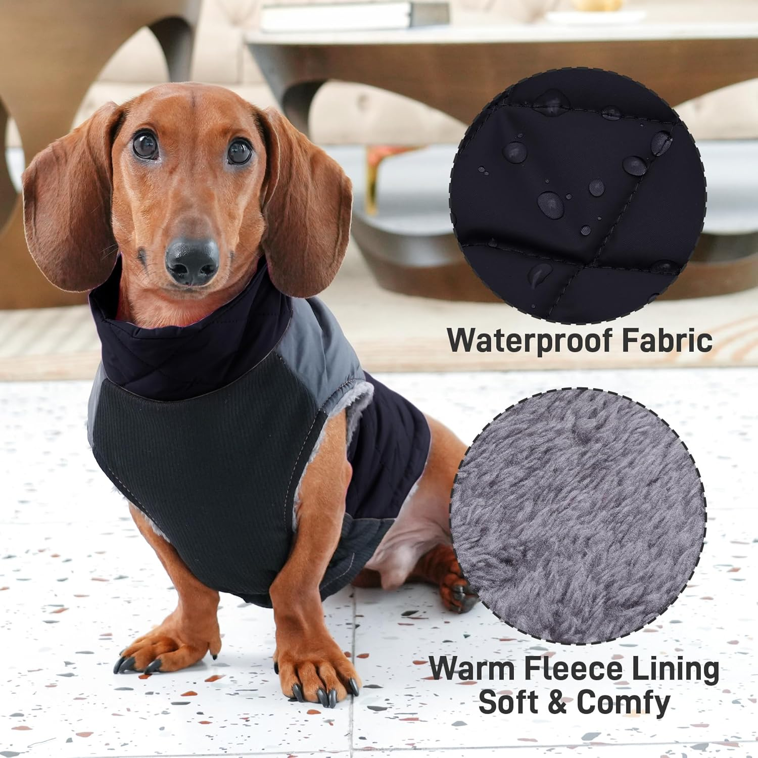 Joydaog Warm Fleece Dog Clothes, Dog Outfits, Dog Coats for Large Dogs, D-Rings Waterproof Puppy Jacket Vest for Cold Winter, Black XXXL image number 5