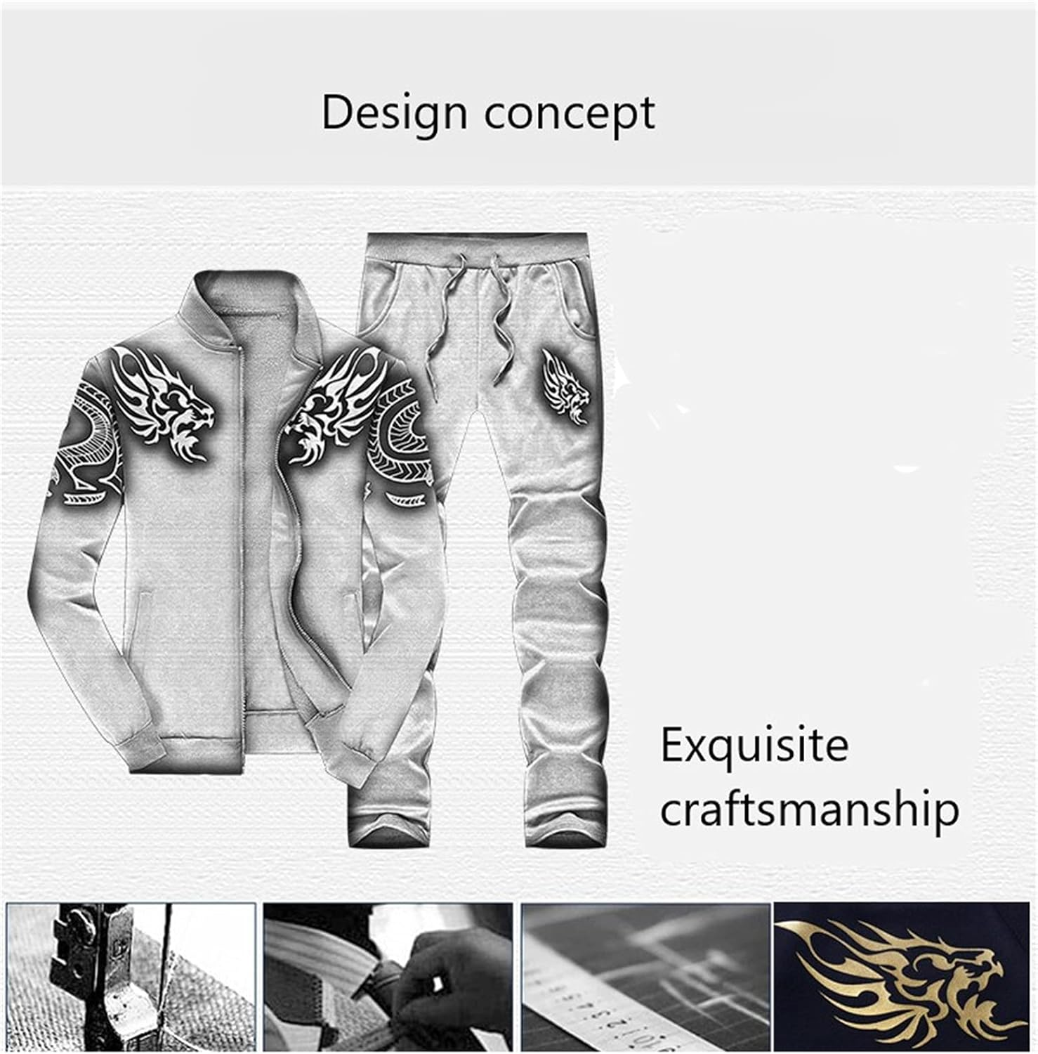 Men'S 2 Piece Tracksuit Sweatsuit Jogging Suit Casual Long Sleeve Running Walking Jogging Sportswear plus Size Jack+ Track Pants,Grey,M image number 3