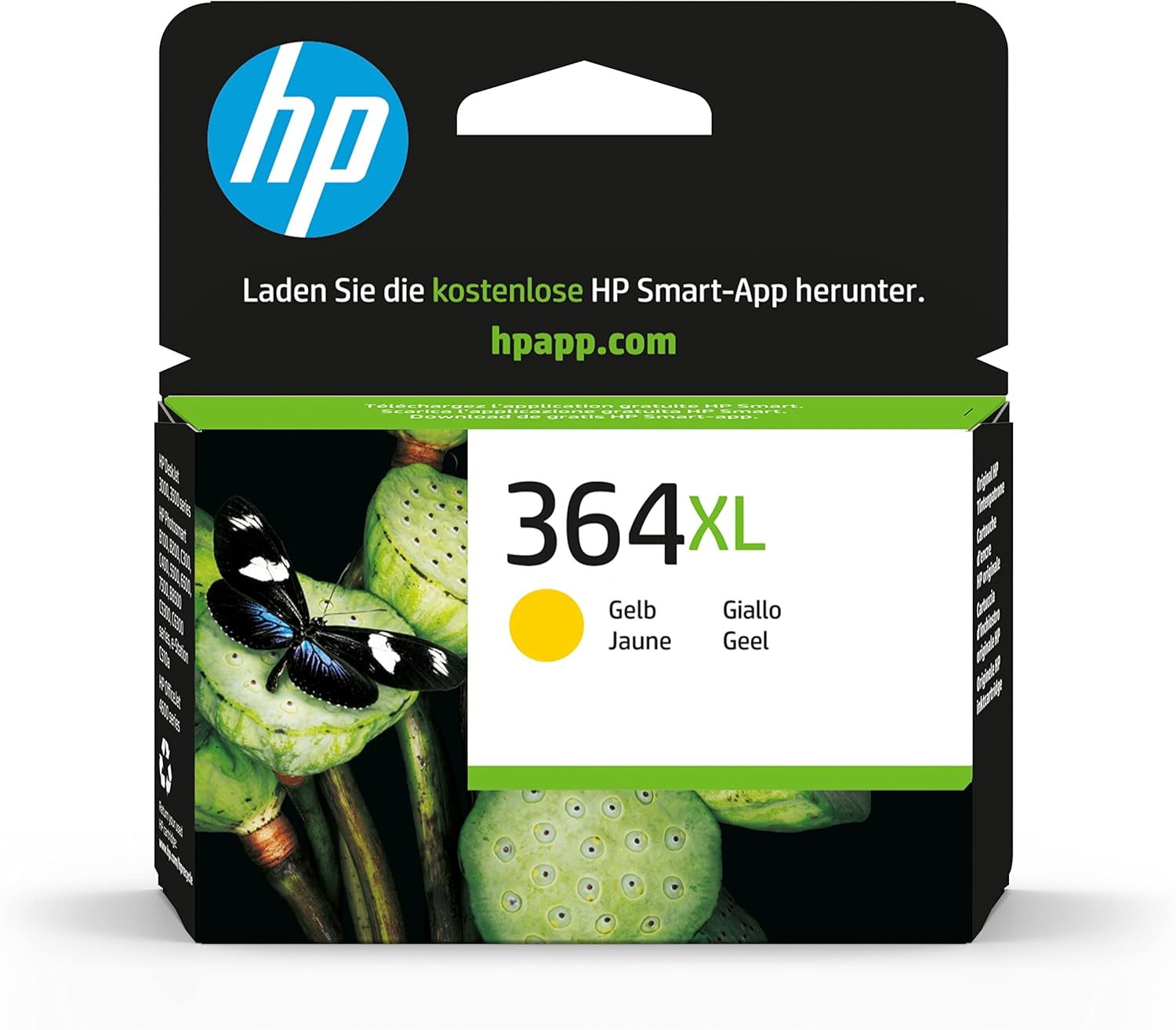 HP CB316EE 364 Original Ink Cartridge, Black, Single Pack - Standard, Yellow