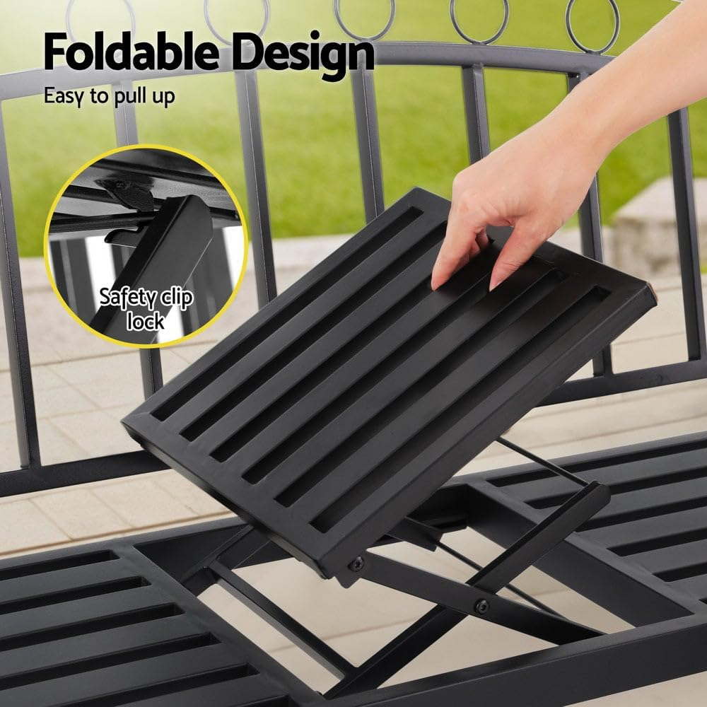 Gardeon Outdoor Garden Bench Seat Loveseat Steel Foldable Table Patio Furniture image number 2