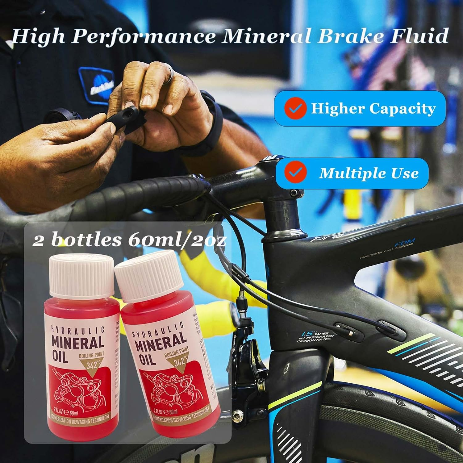 Brake Bleed Kit for Shimano, TEKTRO, TRP Hydraulic Disc Brakes, Brake Fluid Bleeder Kit for Mtb/Road Bike Brake, with Performance Mineral Oil Brake Fluid 120Ml/4Oz, Professional Brake Bleed Kit image number 1