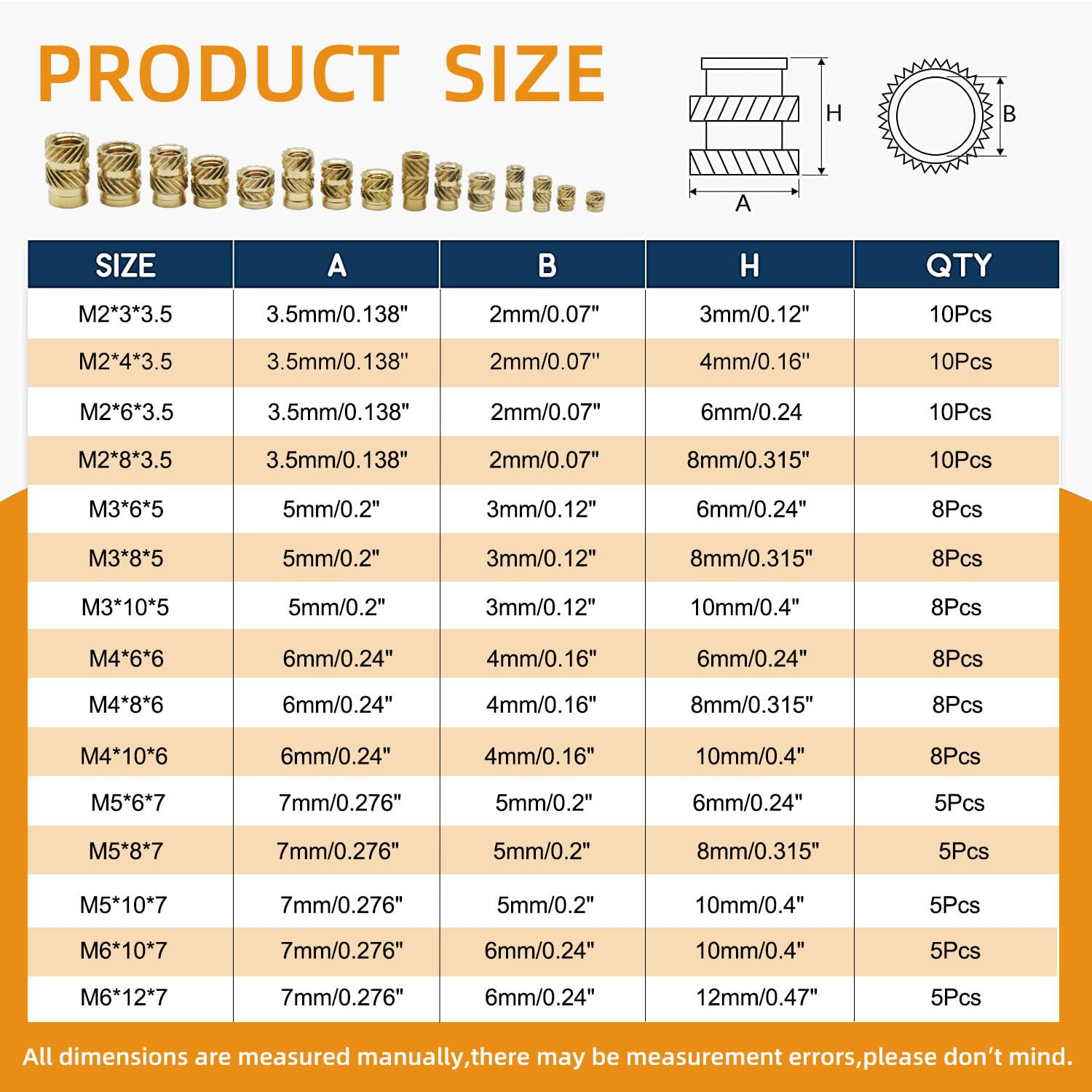 Paifeancodill Brass Thread Plug Kit - 300PCS 15 Sizes M2-M6 - Heating Kit for Plastic Parts - Public Rock Thread Plug-In image number 3