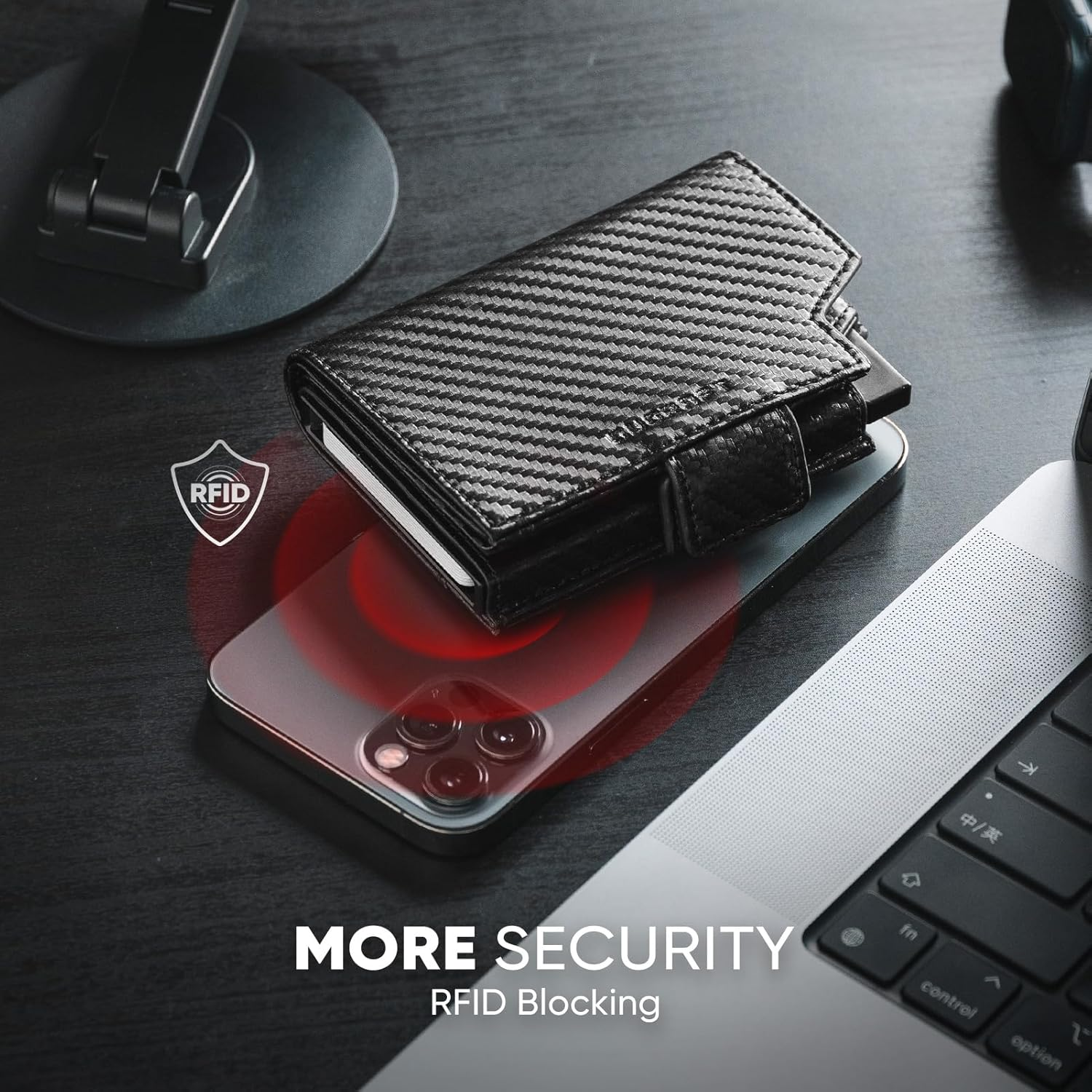 DUGRAFT Card Holder Wallet with Coin Pocket Magnetic Closure RFID Blocking Pop up Cards with ID Window & Money Organizers image number 2